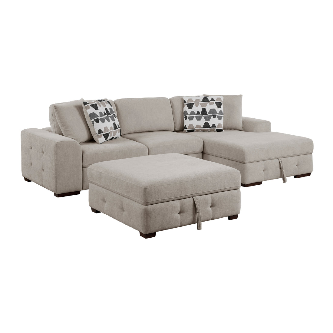 9624TP*32LRC (3)3-Piece Sectional with Right Chaise and Ottoman - 9624TP*32LRC