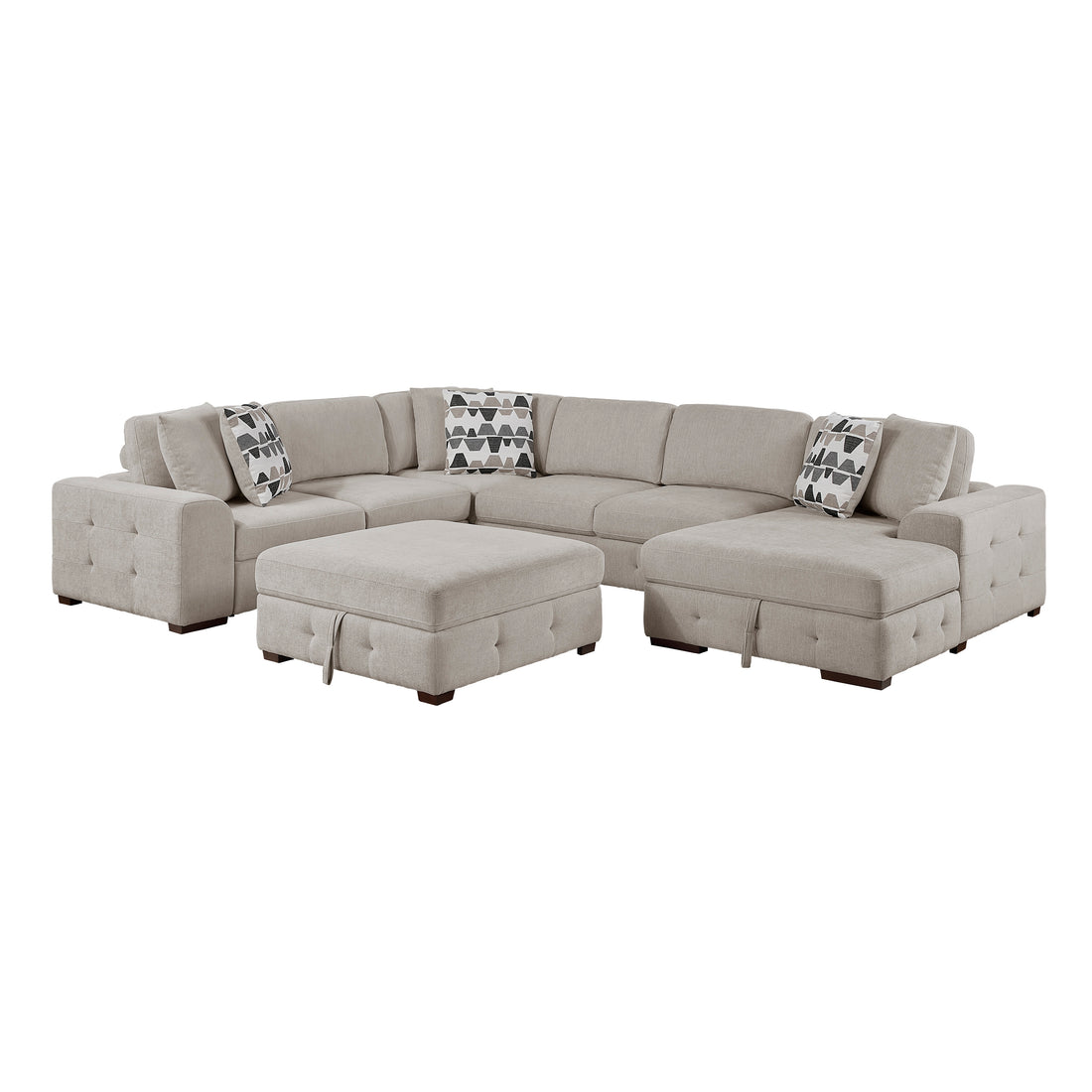 9624TP*52LRC (5)5-Piece Sectioanl with Right Chaise and Storage Ottoman - 9624TP*52LRC