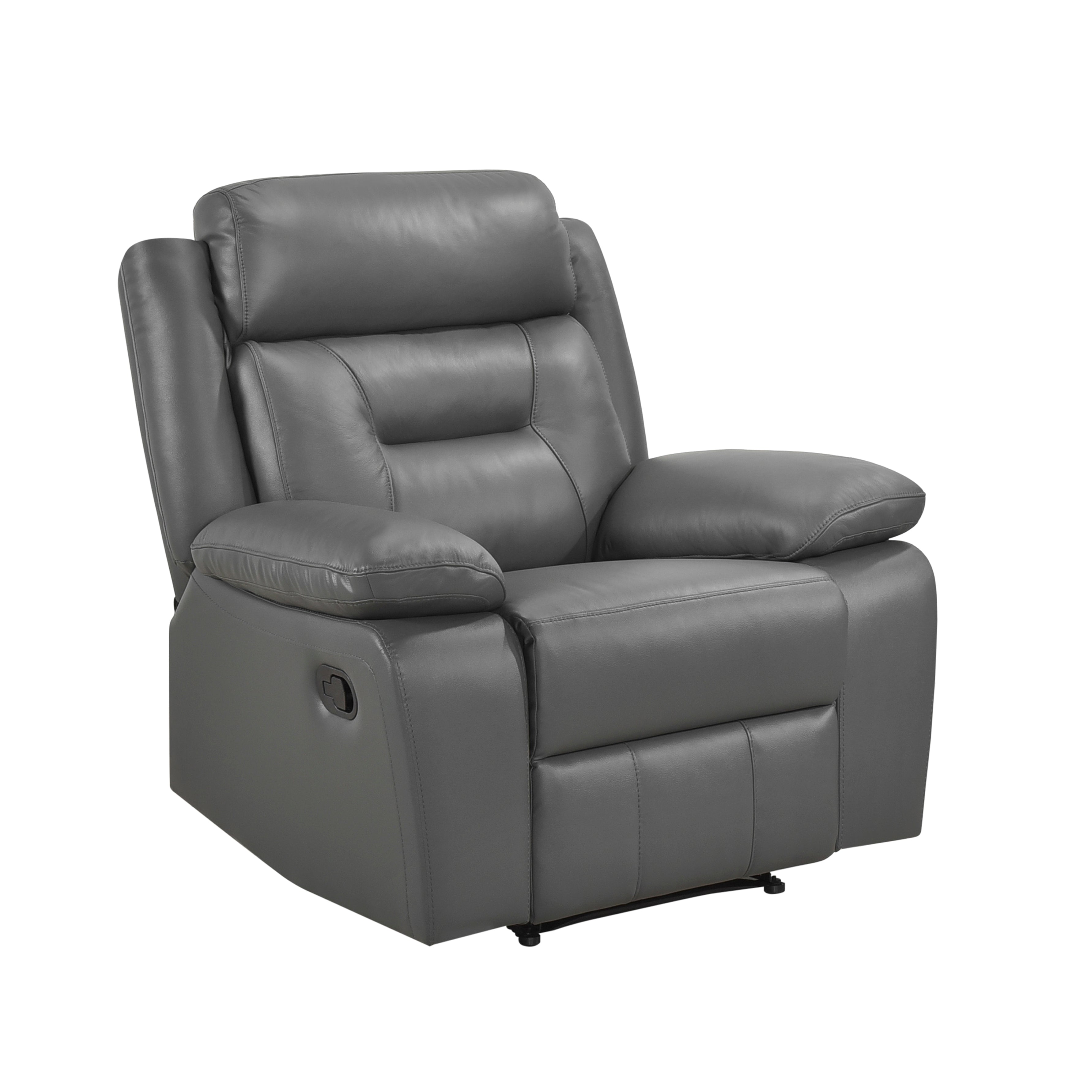 Laconia Dark Gray Leather Double Reclining Living Room Set from Homelegance - Luna Furniture
