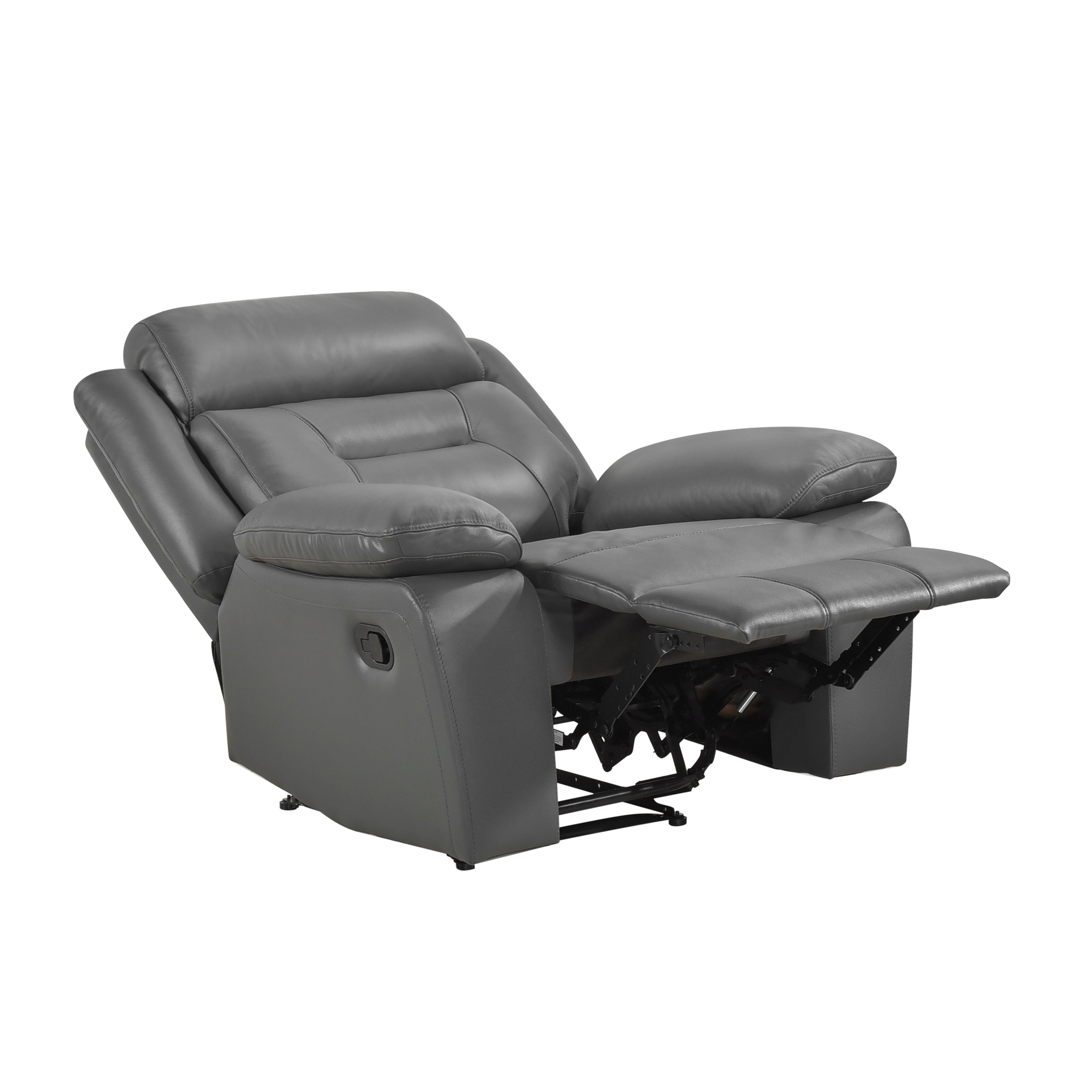 Laconia Dark Gray Leather Double Reclining Living Room Set from Homelegance - Luna Furniture