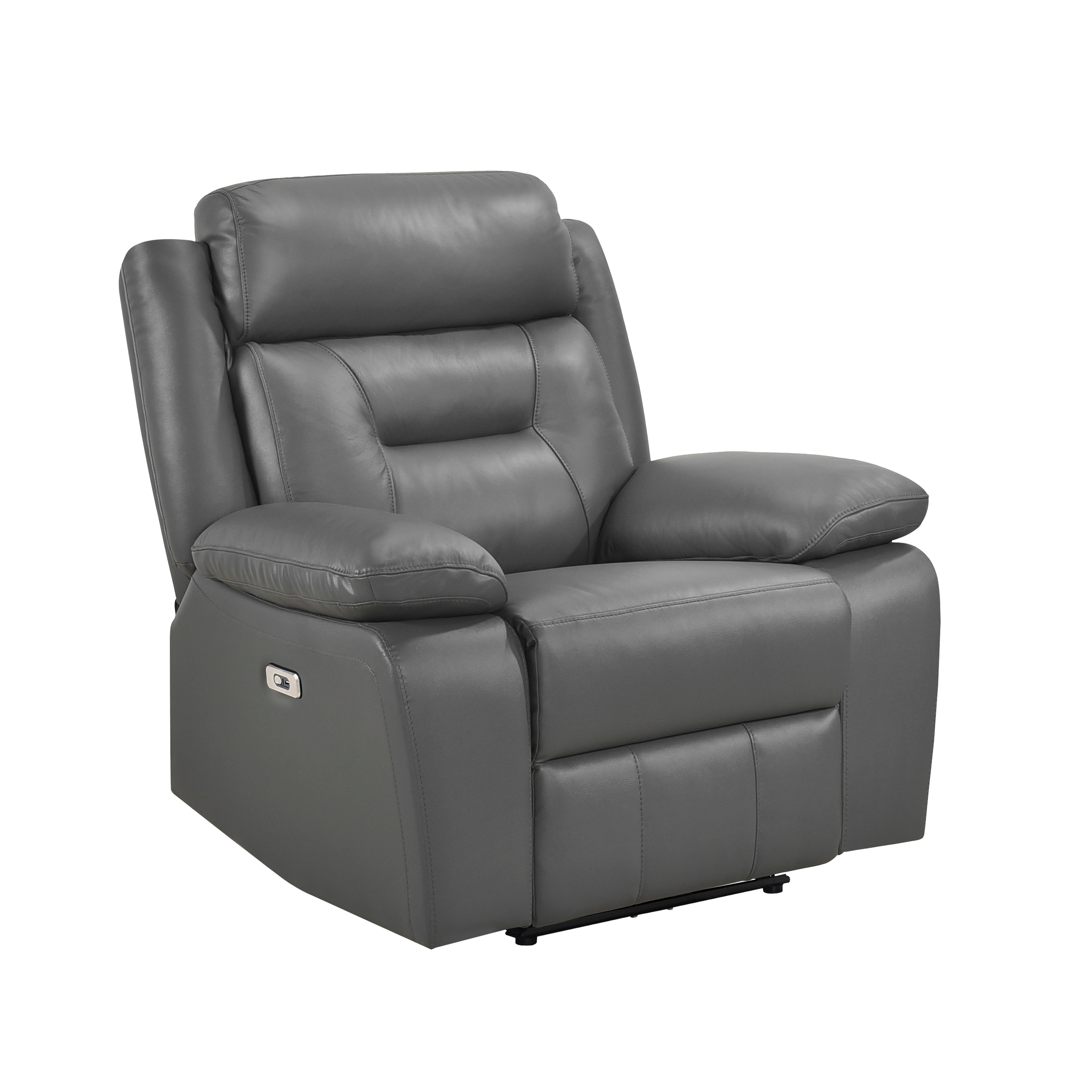 Laconia Dark Gray Leather Power Double Reclining Living Room Set from Homelegance - Luna Furniture