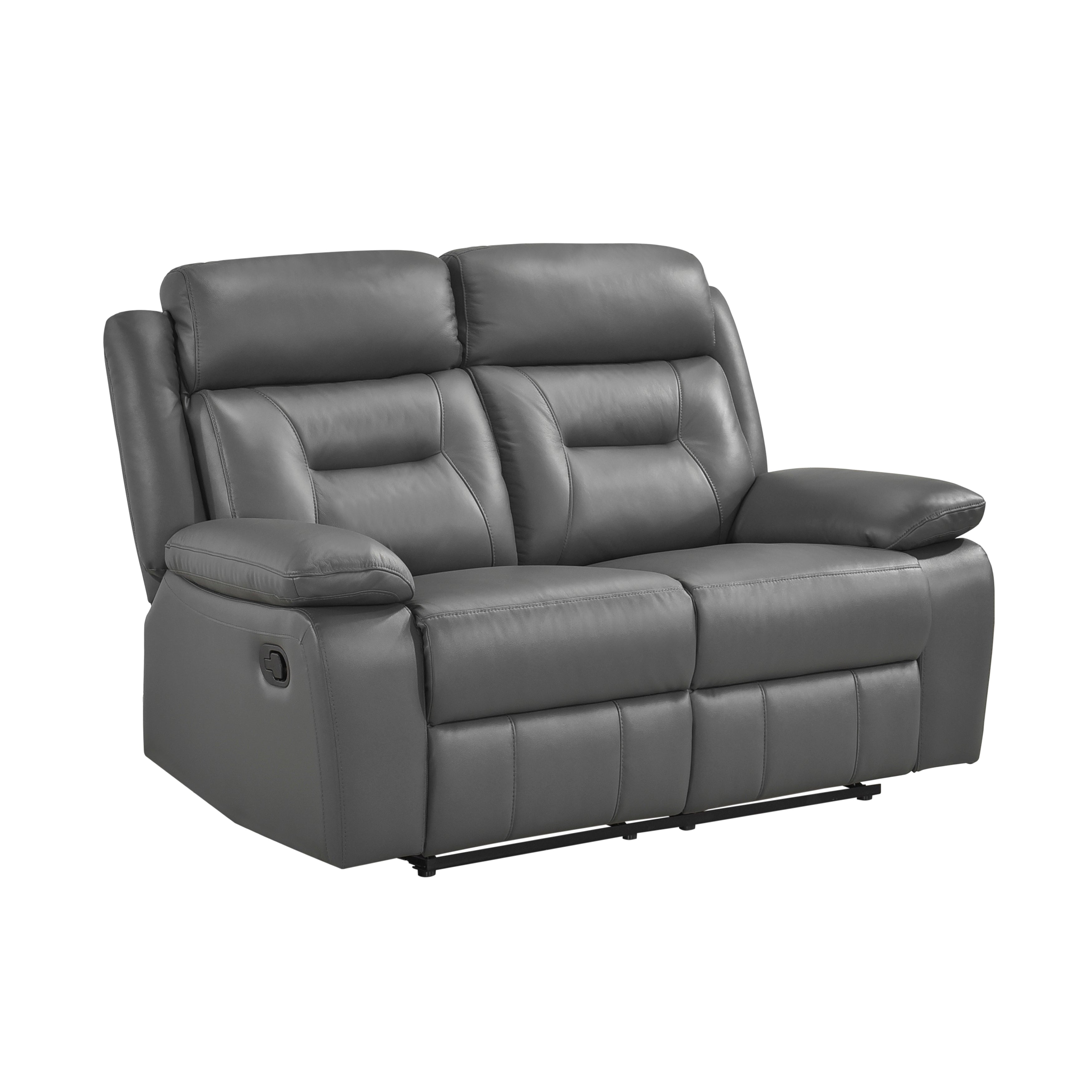Laconia Dark Gray Leather Double Reclining Living Room Set from Homelegance - Luna Furniture