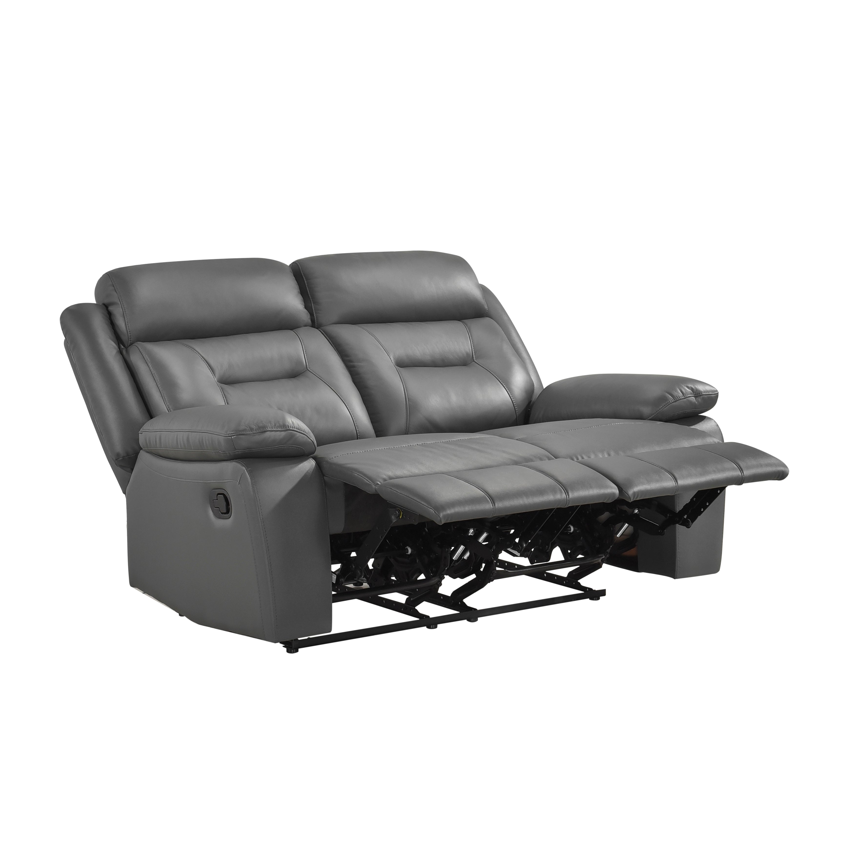 Laconia Dark Gray Leather Double Reclining Living Room Set from Homelegance - Luna Furniture
