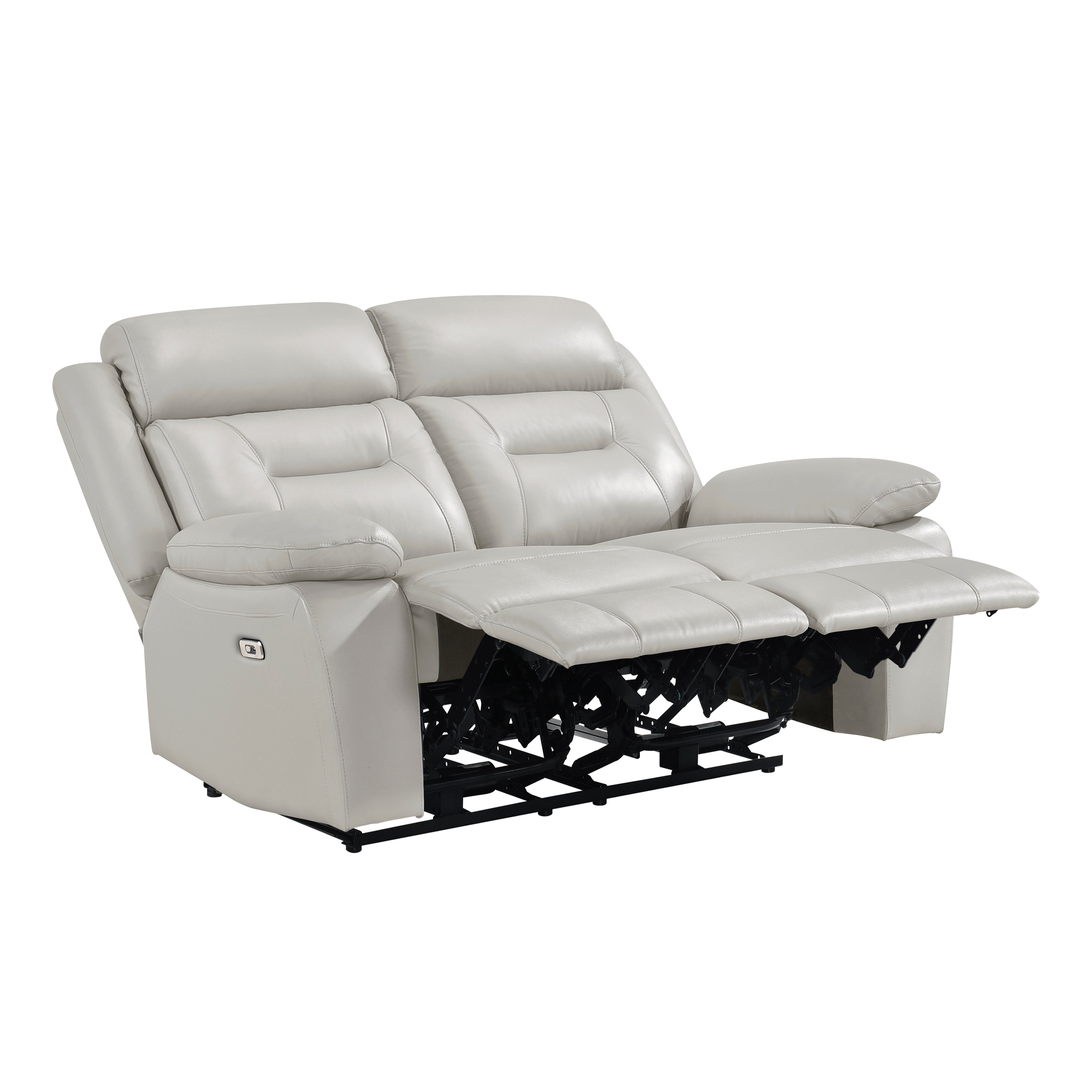 Laconia Silver Leather Power Double Reclining Living Room Set from Homelegance - Luna Furniture