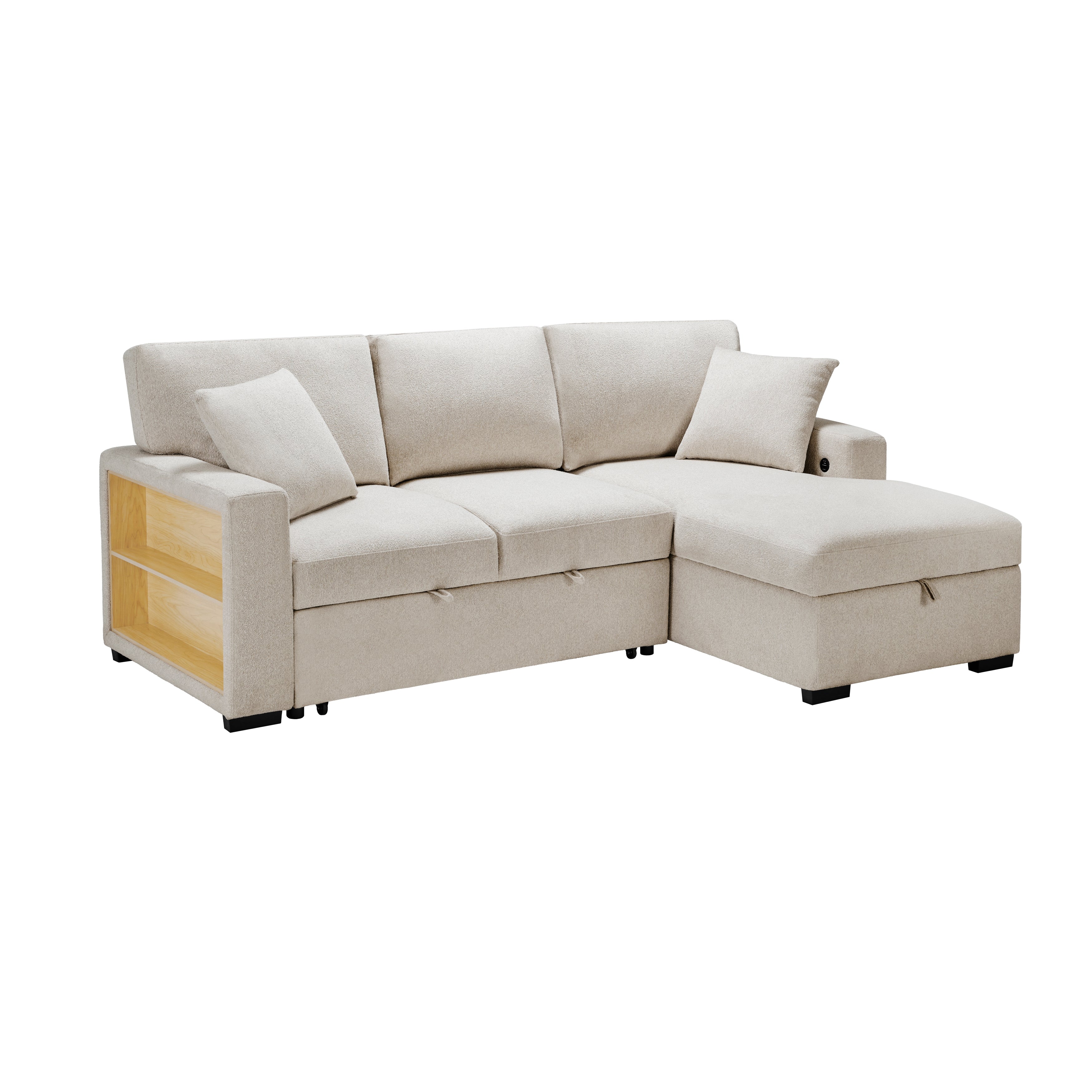 9630BE*22LRC (2)Sectional with Right Chaise, Pull-out Bed and Hidden Storage, Charging Ports - 9630BE*22LRC