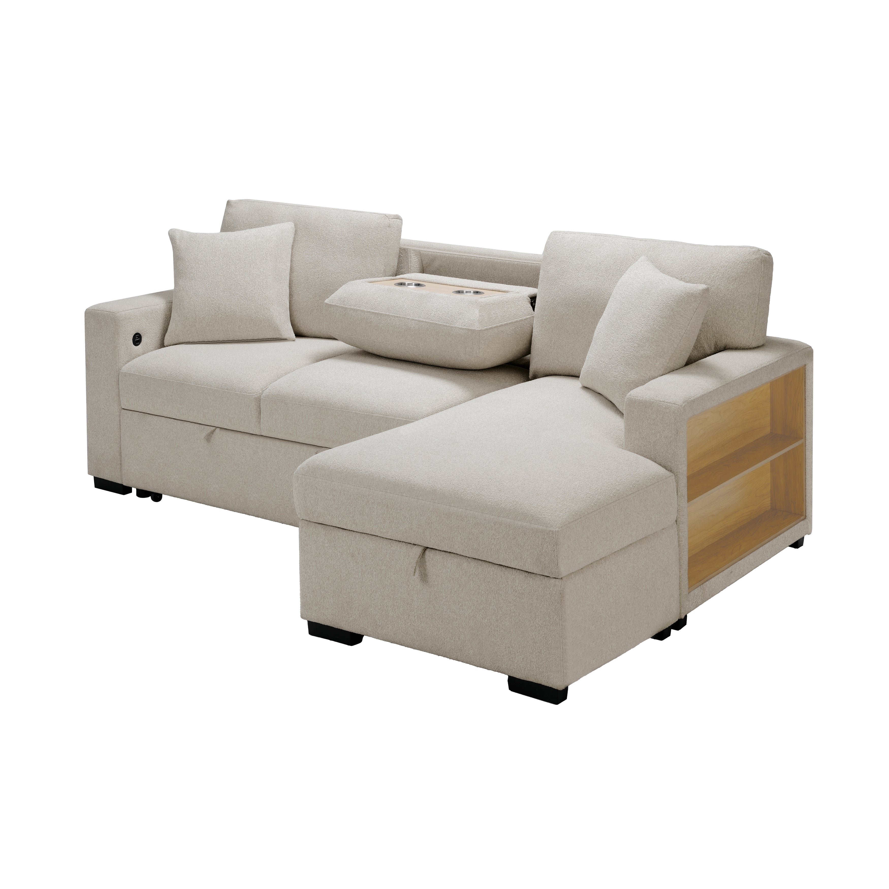 9630BE*22LRC (2)Sectional with Right Chaise, Pull-out Bed and Hidden Storage, Charging Ports - 9630BE*22LRC