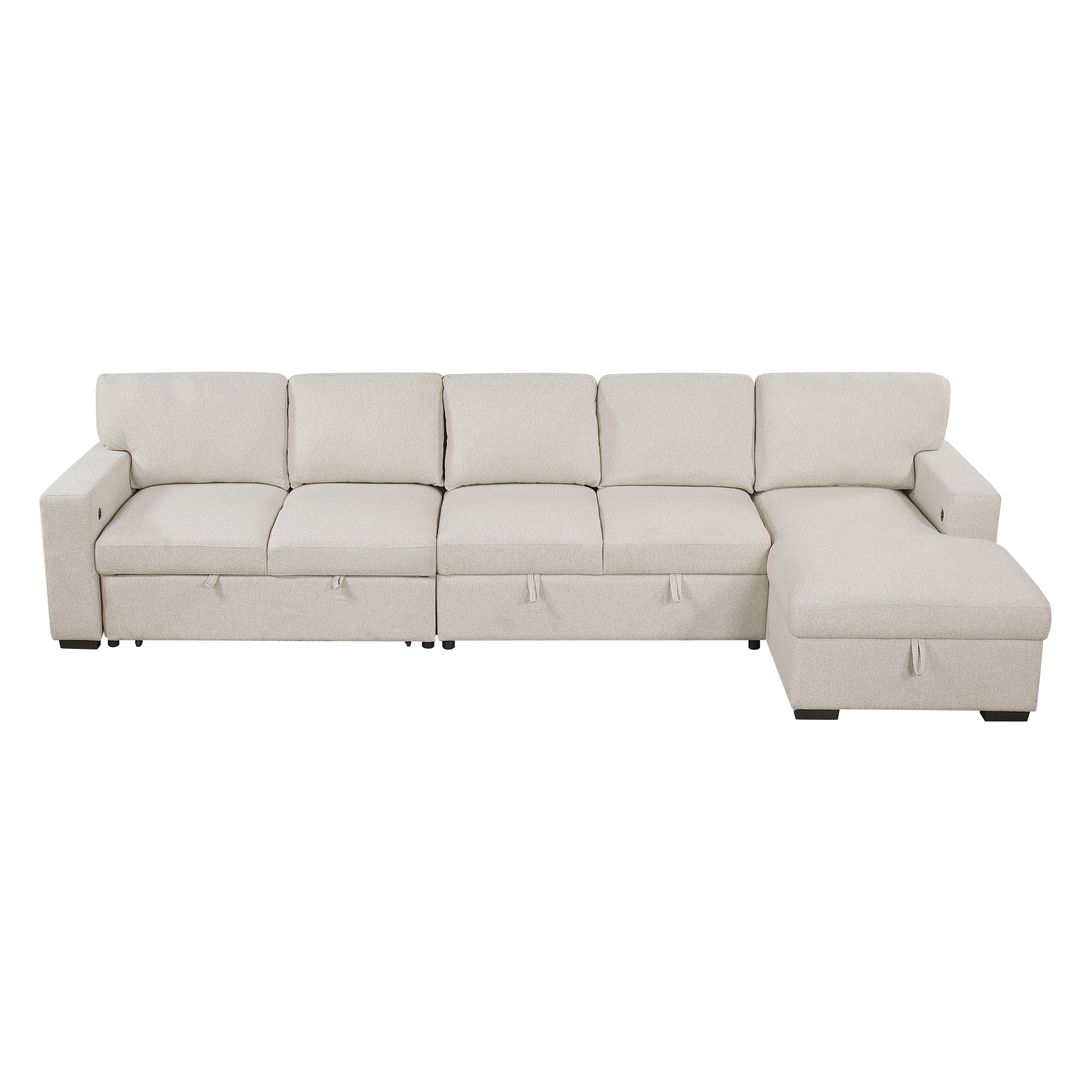9630BE*32LRC (3)Sectional with Right Chaise, Pull-out Bed and Hidden Storages, Charging Ports - 9630BE*32LRC