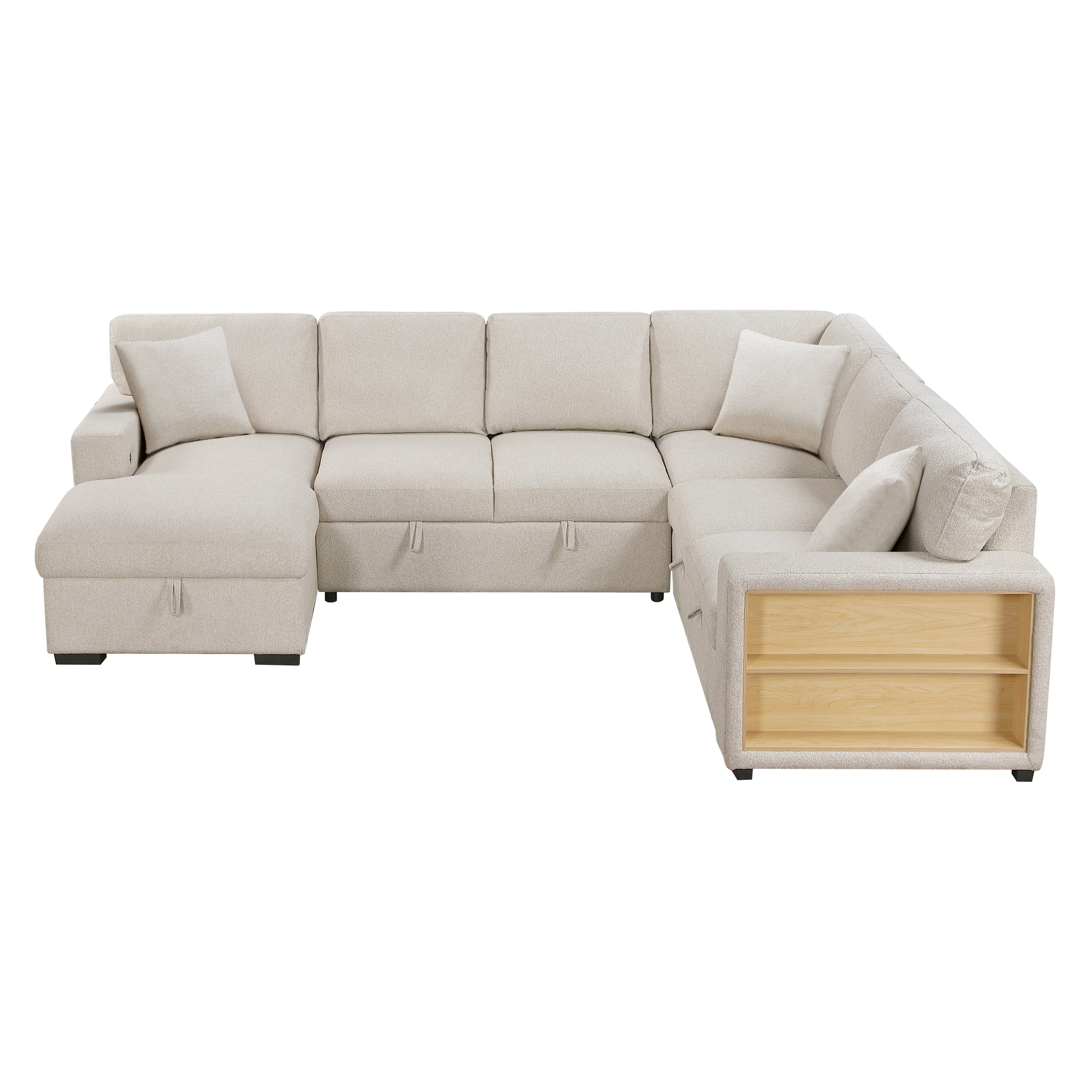 9630BE*4LC2R (4)Sectional with Left Chaise, Pull-out Bed and Hidden Storages, Charging Ports - 9630BE*4LC2R