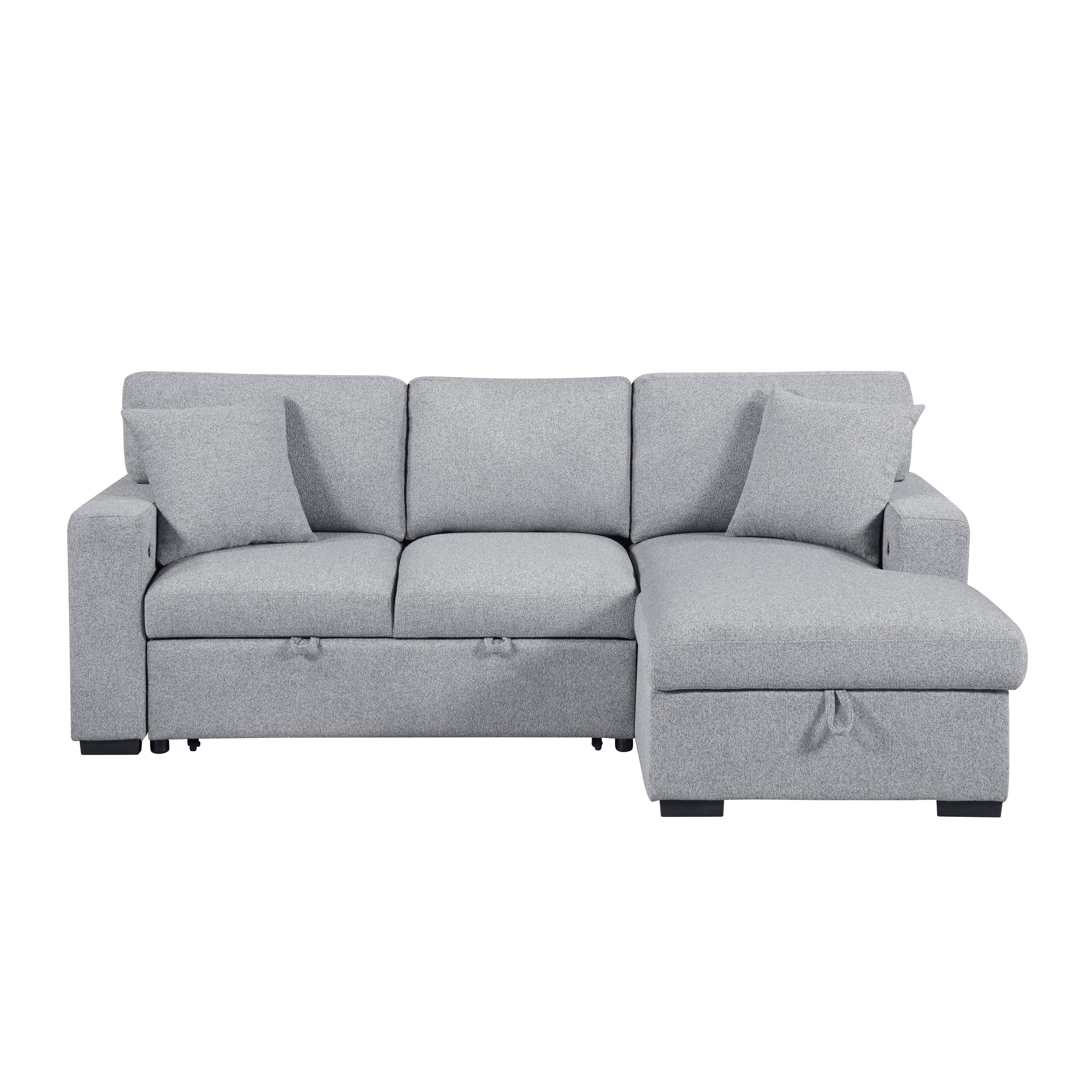 9630GY*22LRC (2)Sectional with Right Chaise, Pull-out Bed and Hidden Storage, Charging Ports - 9630GY*22LRC