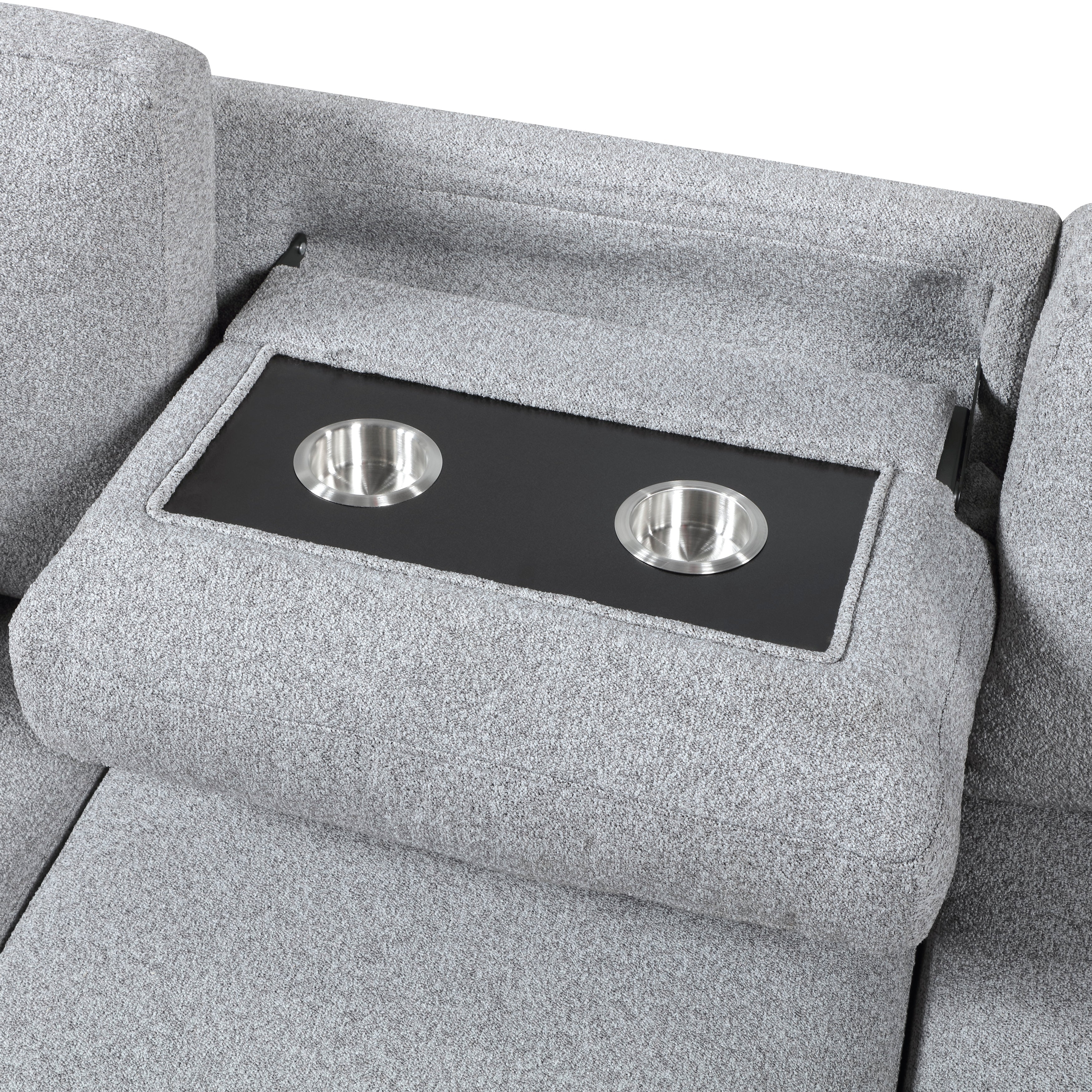 9630GY*2LC2R (2)Sectional with Left Chaise, Pull-out Bed and Hidden Storage, Charging Ports - 9630GY*2LC2R