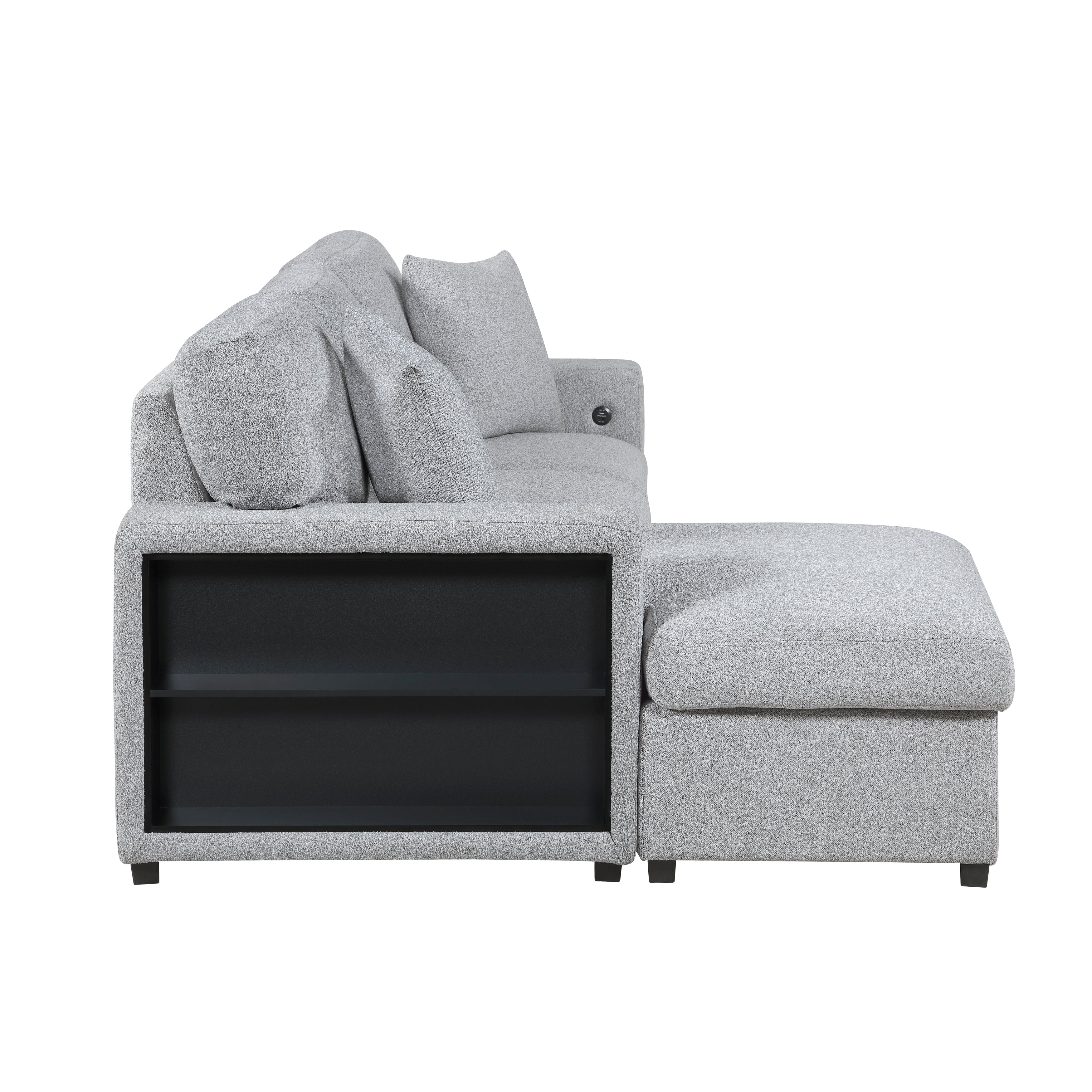 9630GY*2LC2R (2)Sectional with Left Chaise, Pull-out Bed and Hidden Storage, Charging Ports - 9630GY*2LC2R