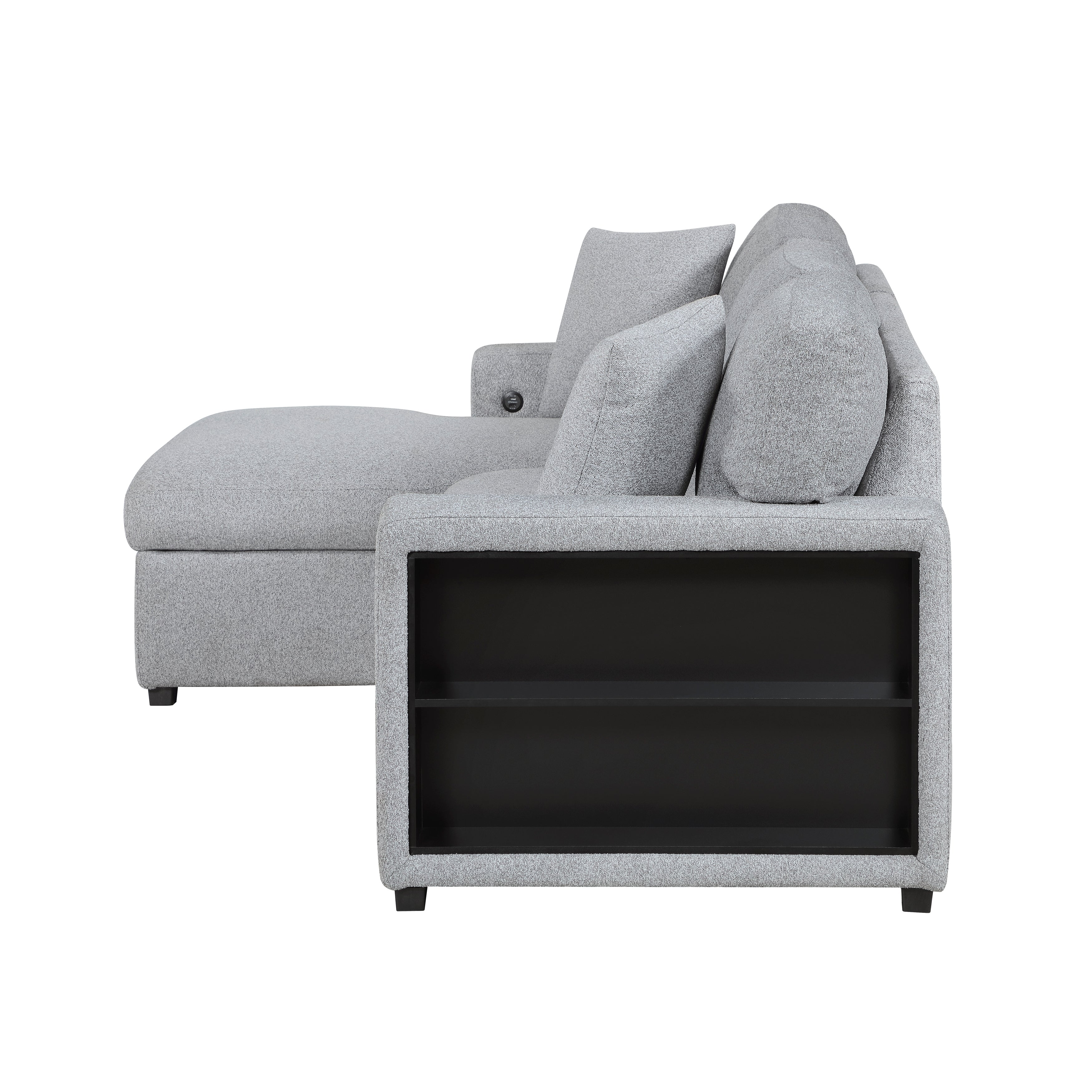 9630GY*2LC2R (2)Sectional with Left Chaise, Pull-out Bed and Hidden Storage, Charging Ports - 9630GY*2LC2R