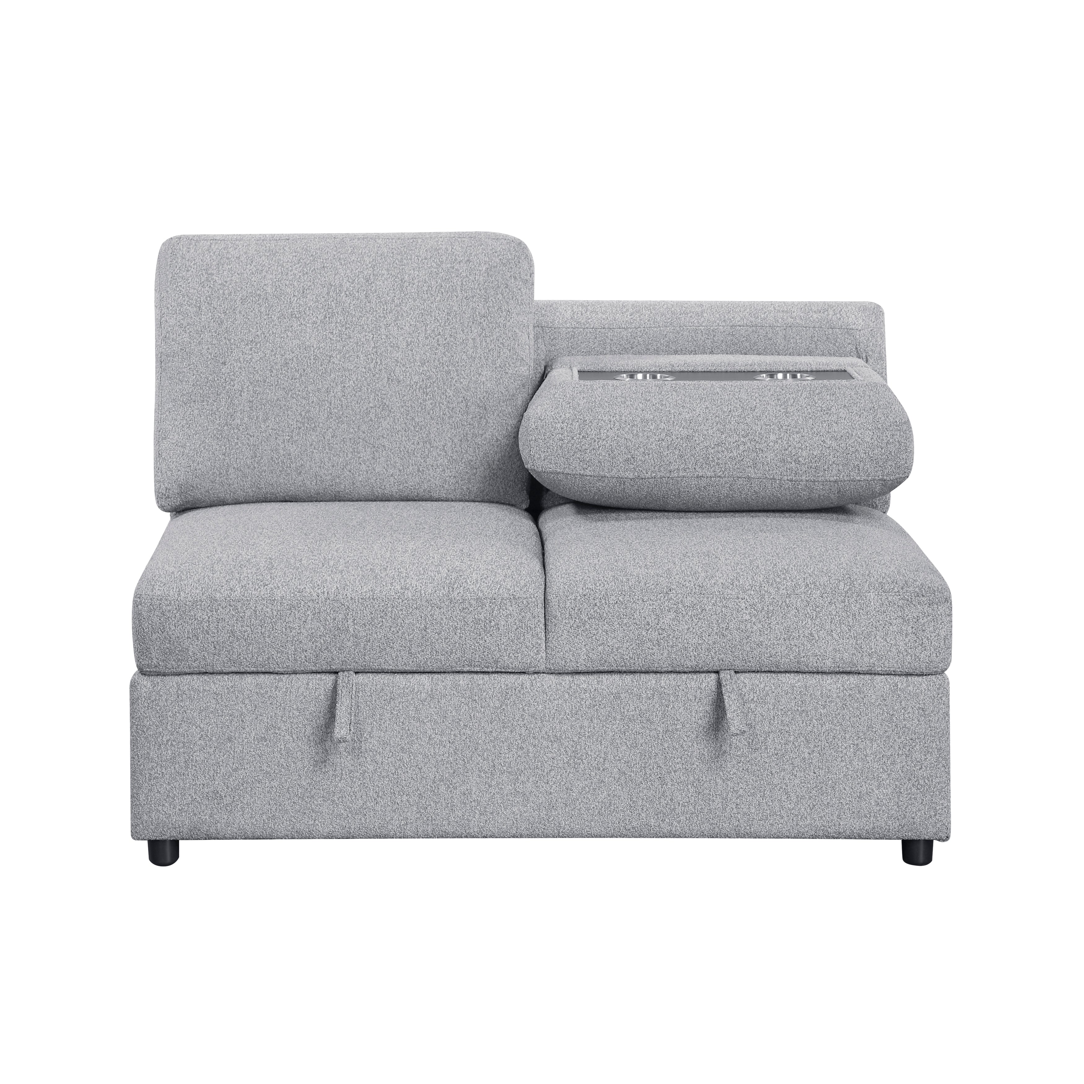 9630GY*32LRC (3)Sectional with Right Chaise, Pull-out Bed and Hidden Storages, Charging Ports - 9630GY*32LRC