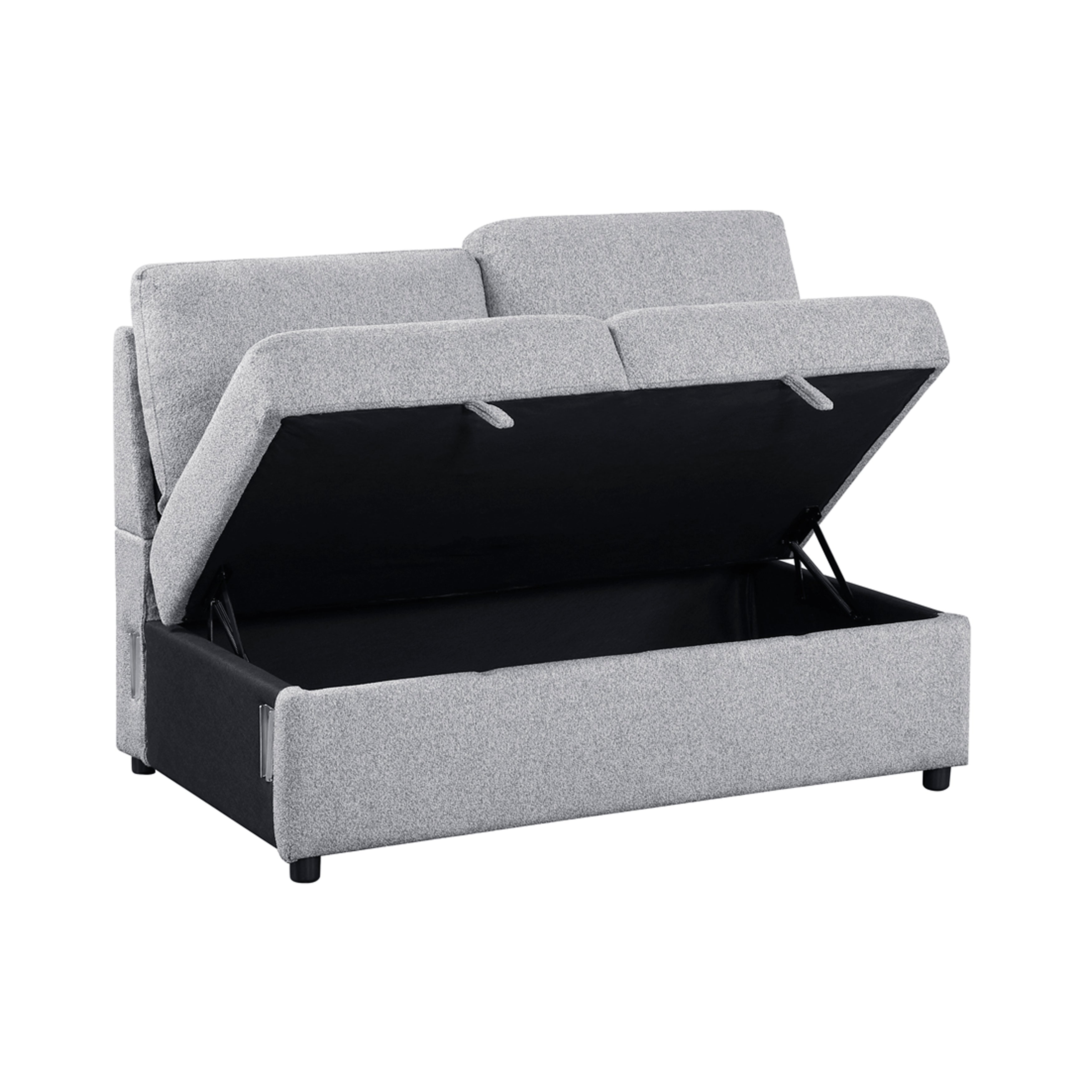 9630GY*32LRC (3)Sectional with Right Chaise, Pull-out Bed and Hidden Storages, Charging Ports - 9630GY*32LRC