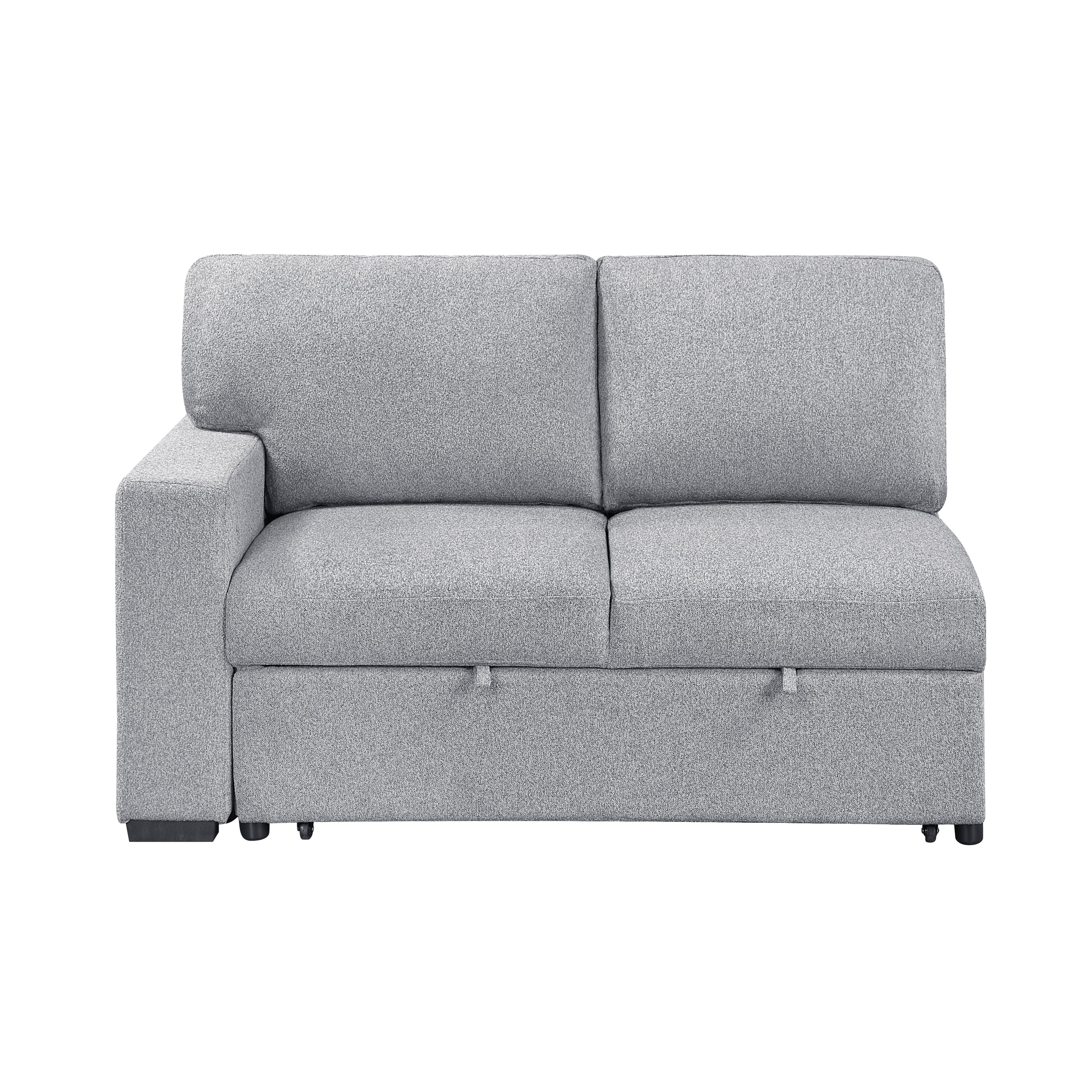 9630GY*32LRC (3)Sectional with Right Chaise, Pull-out Bed and Hidden Storages, Charging Ports - 9630GY*32LRC