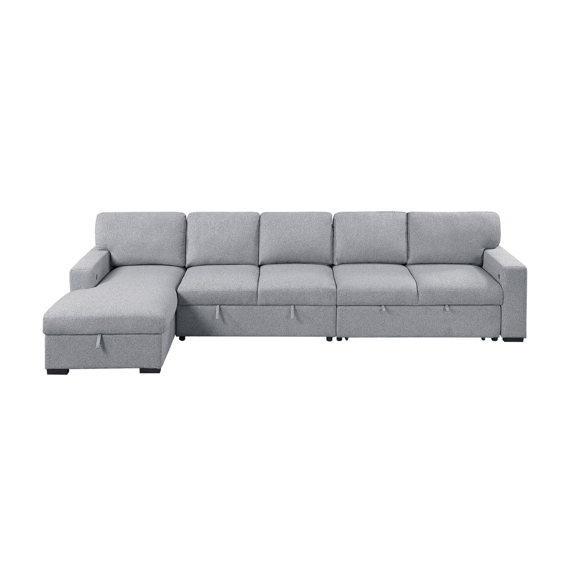 9630GY*3LC2R (3)Sectional with Left Chaise, Pull-out Bed and Hidden Storages, Charging Ports - 9630GY*3LC2R
