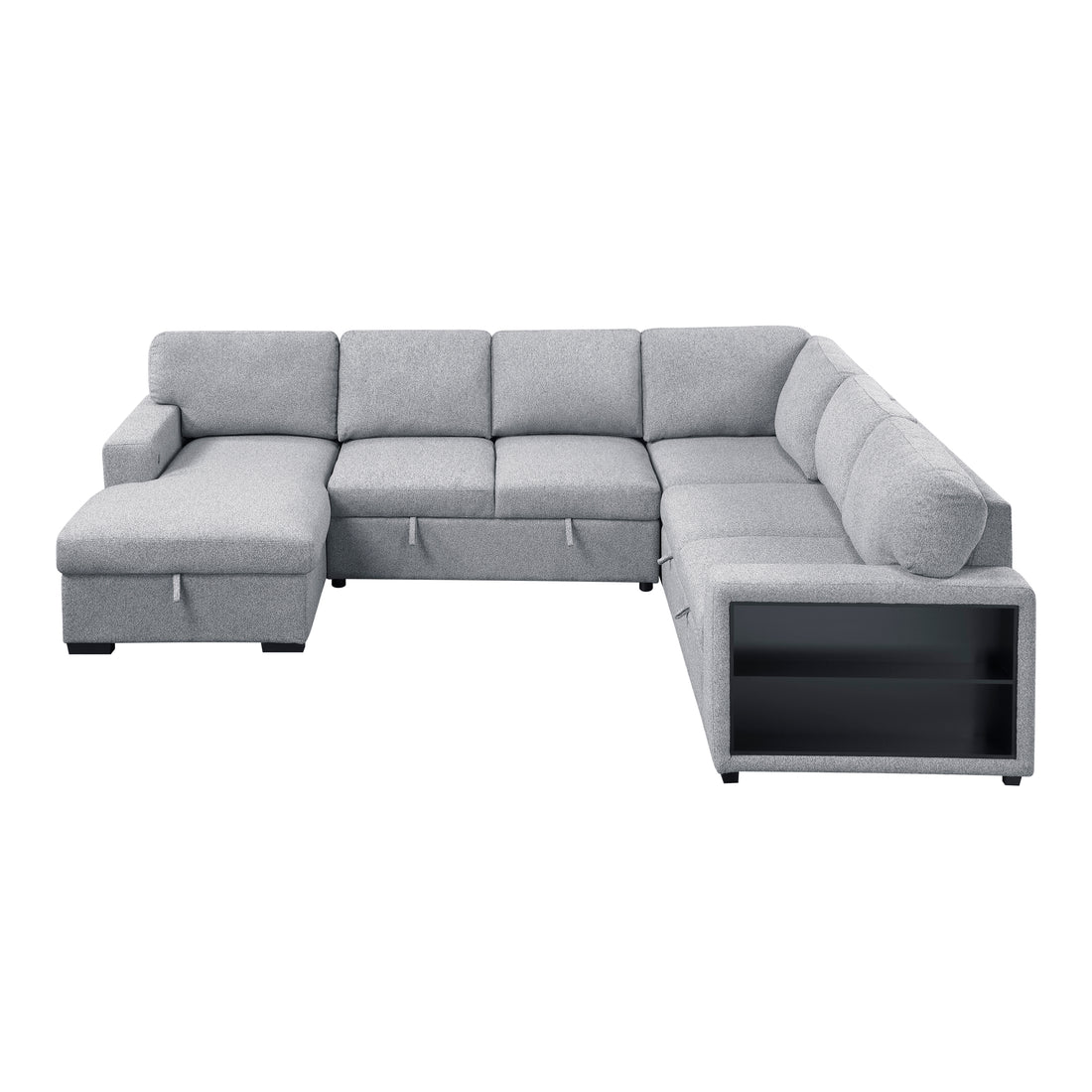 9630GY*4LC2R (4)Sectional with Left Chaise, Pull-out Bed and Hidden Storages, Charging Ports - 9630GY*4LC2R