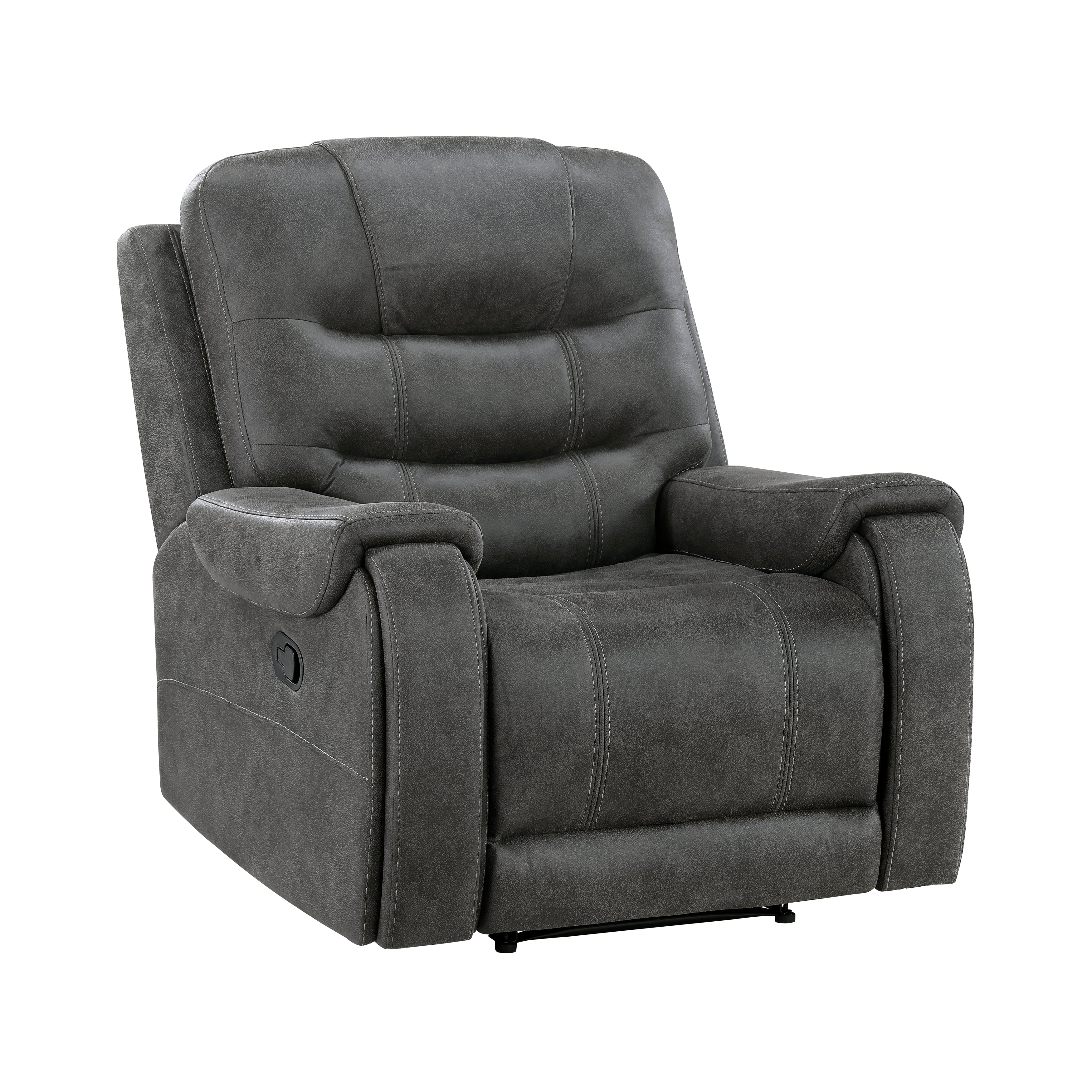 Oberon Dark Gray Double Reclining Living Room Set from Homelegance - Luna Furniture