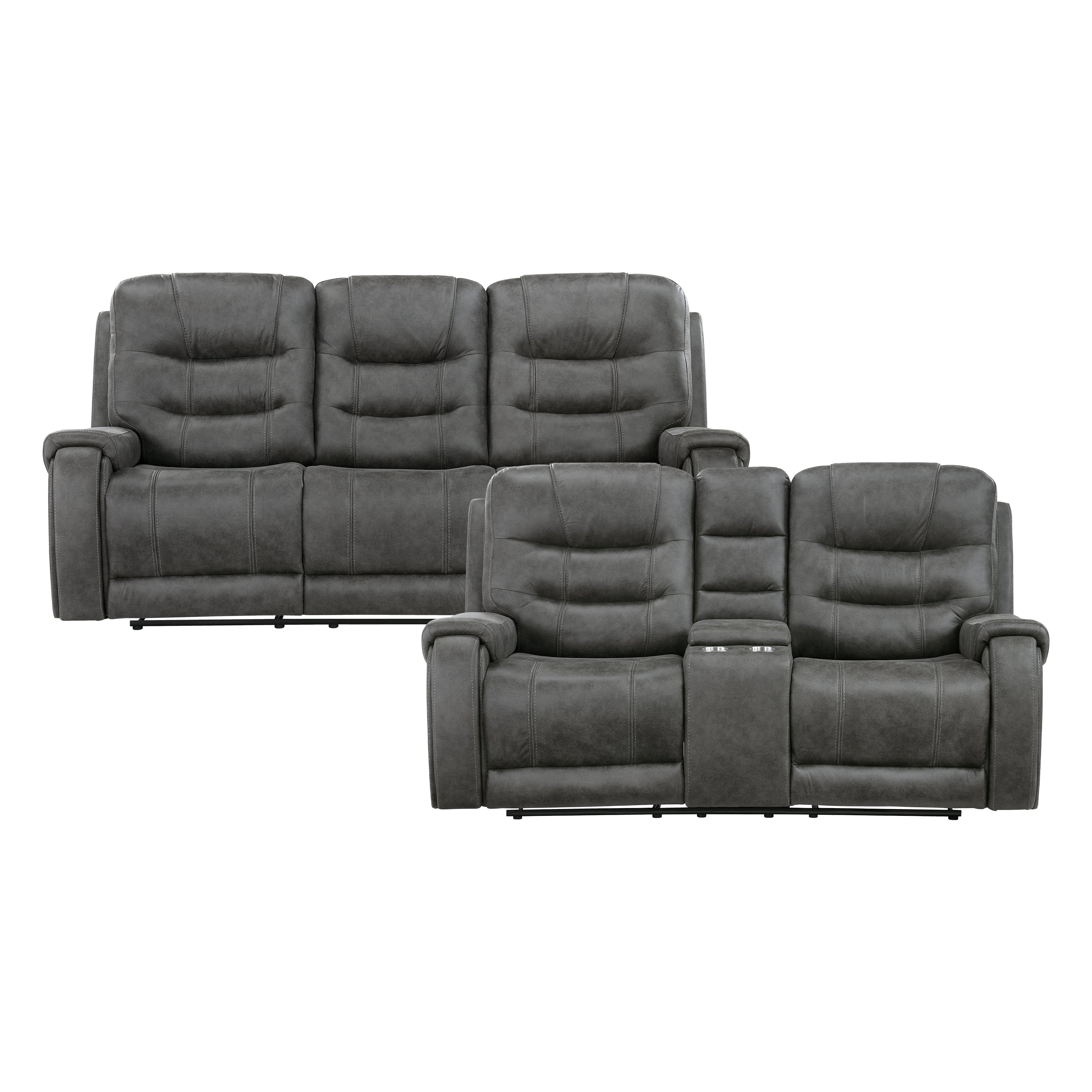 9634DGY*2 2pc Set: Sofa, Love - 9634DGY*2