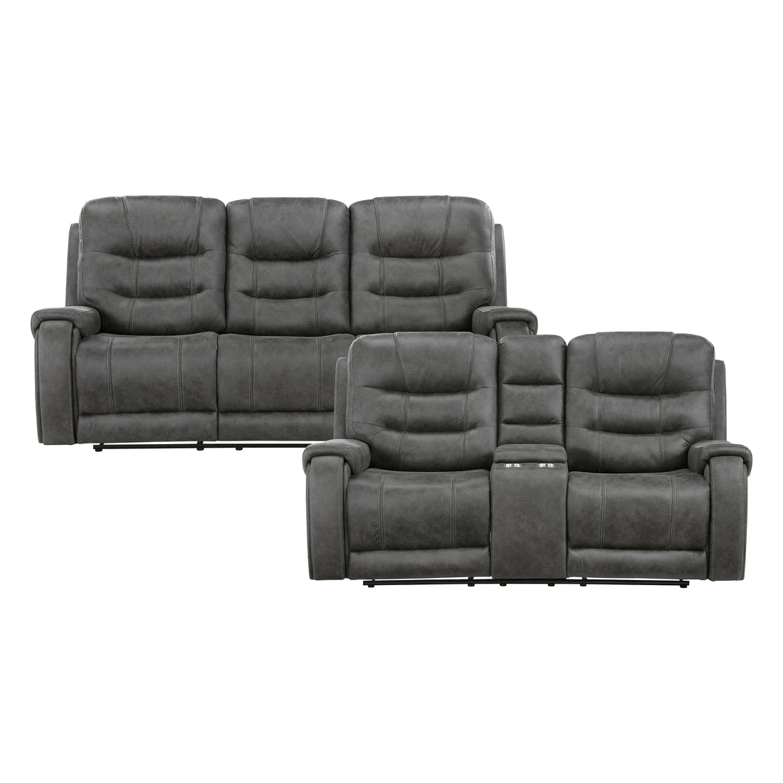 9634DGY*2 2pc Set: Sofa, Love - 9634DGY*2