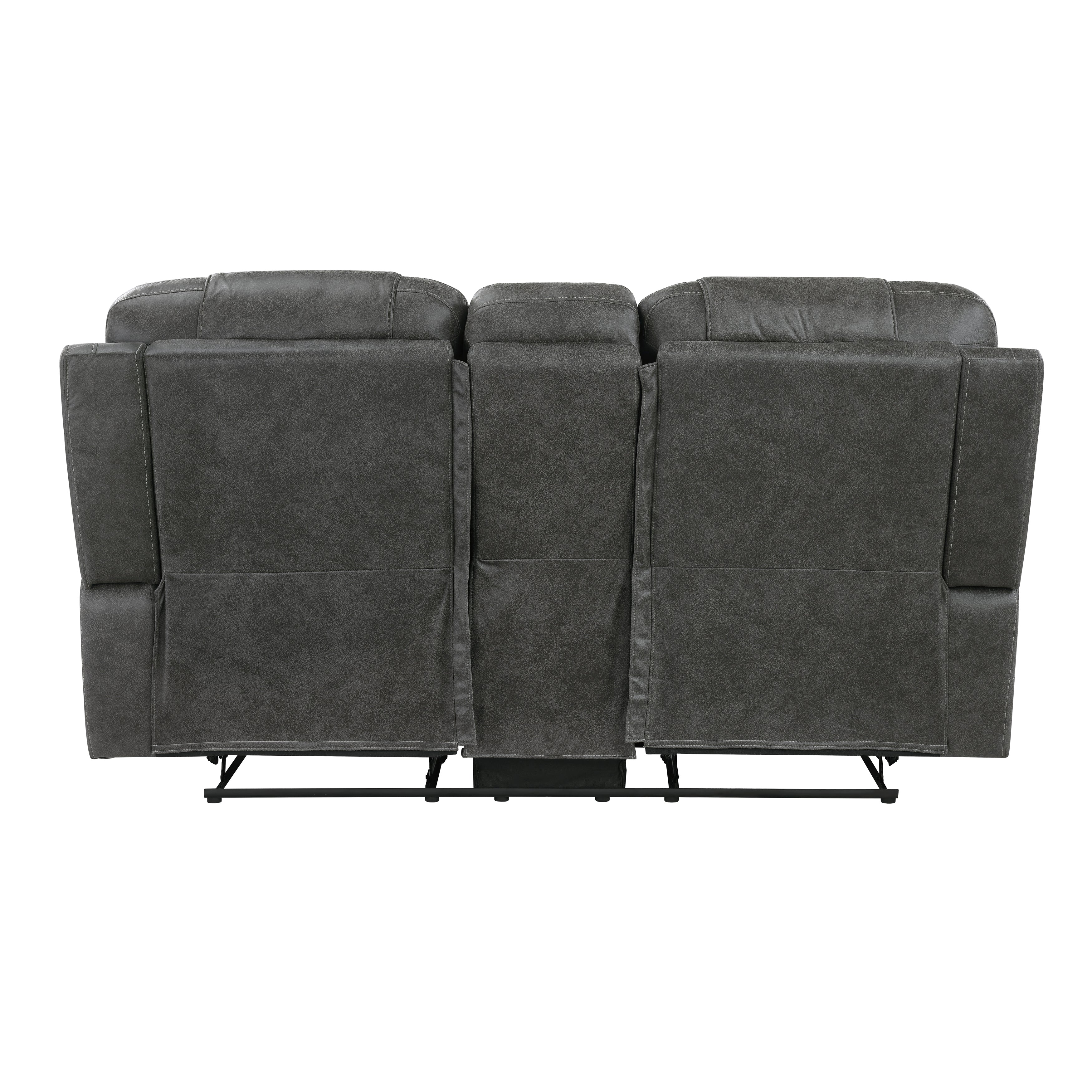 9634DGY-2 Double Reclining Love Seat with Center Console - 9634DGY-2