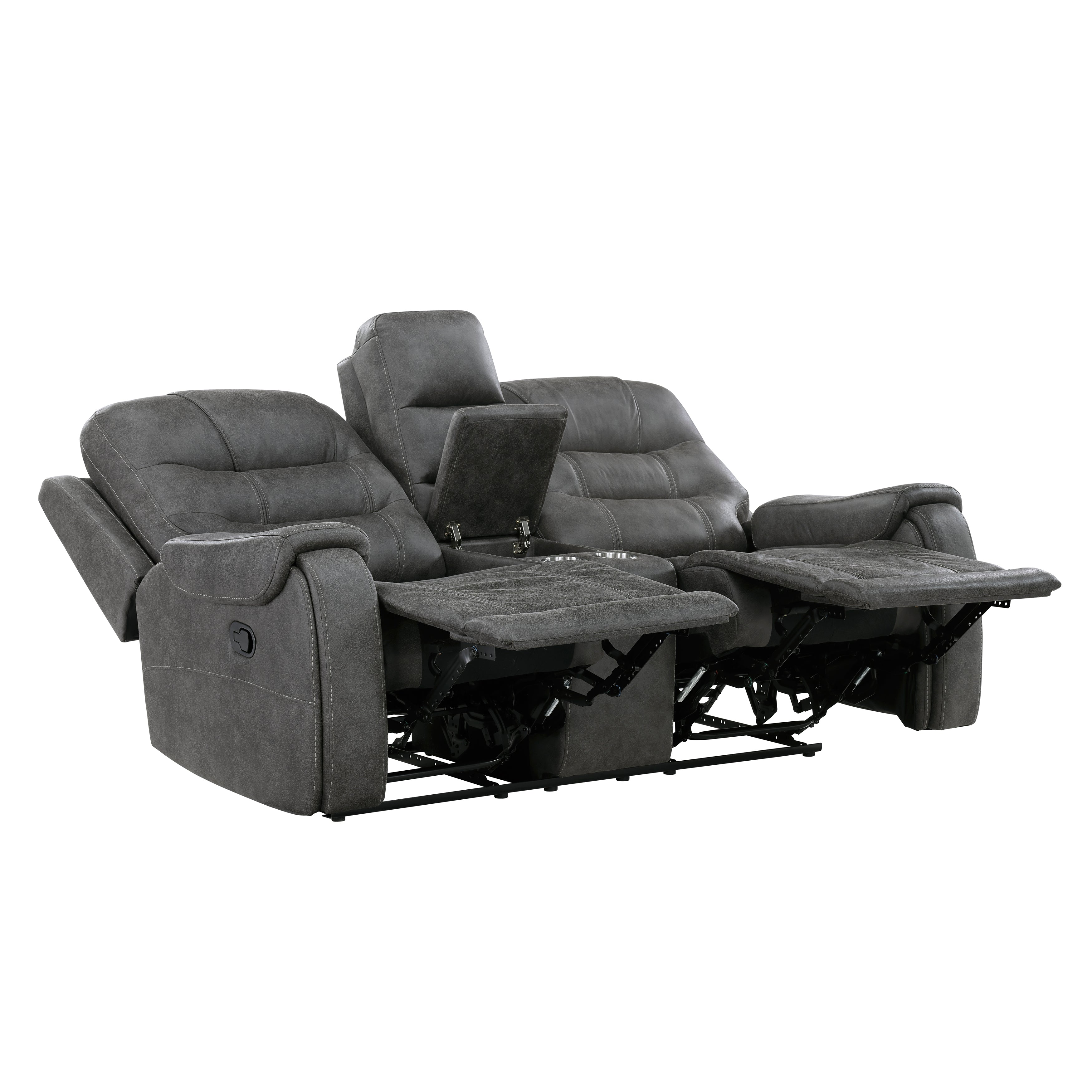 9634DGY-2 Double Reclining Love Seat with Center Console - 9634DGY-2