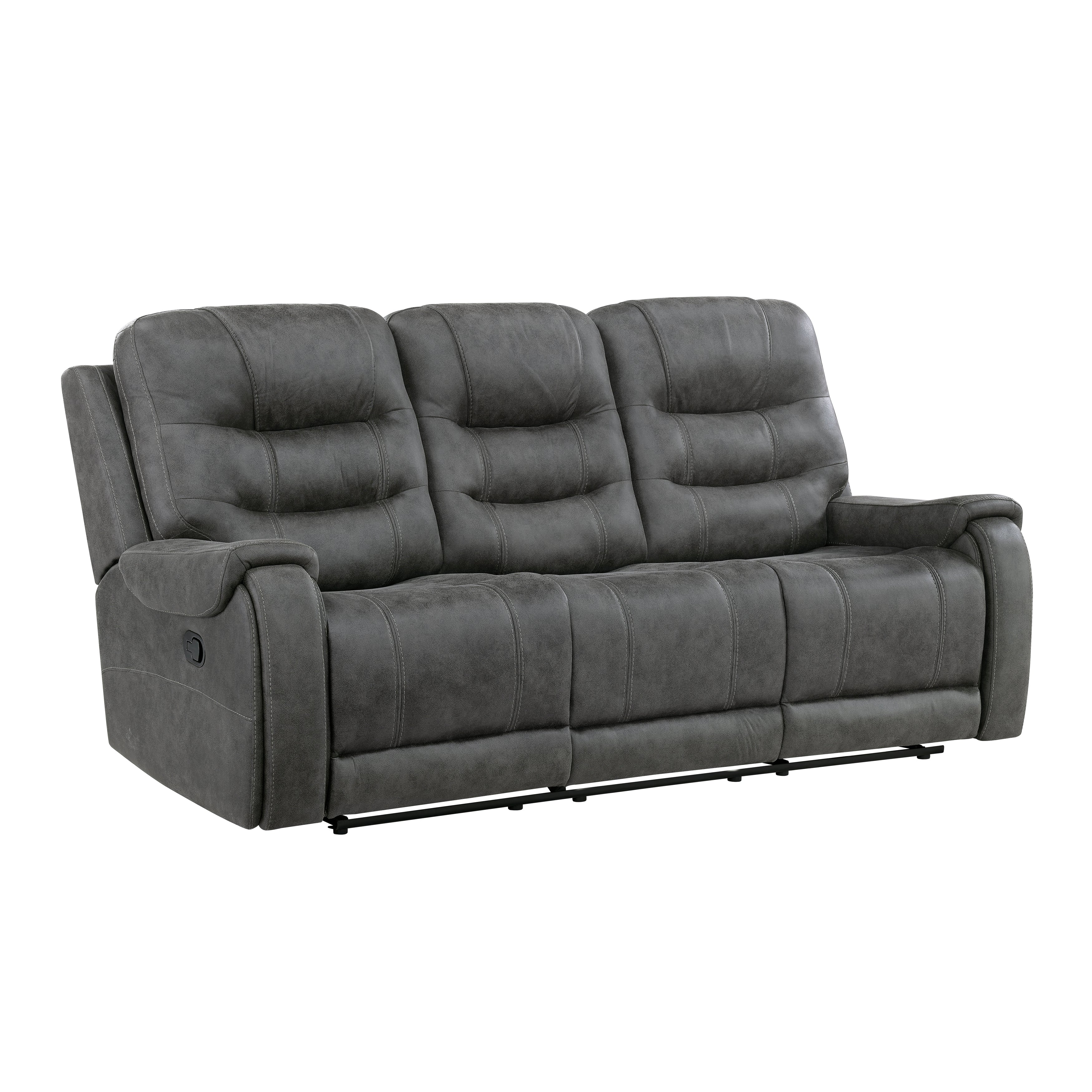 Oberon Dark Gray Double Reclining Living Room Set from Homelegance - Luna Furniture