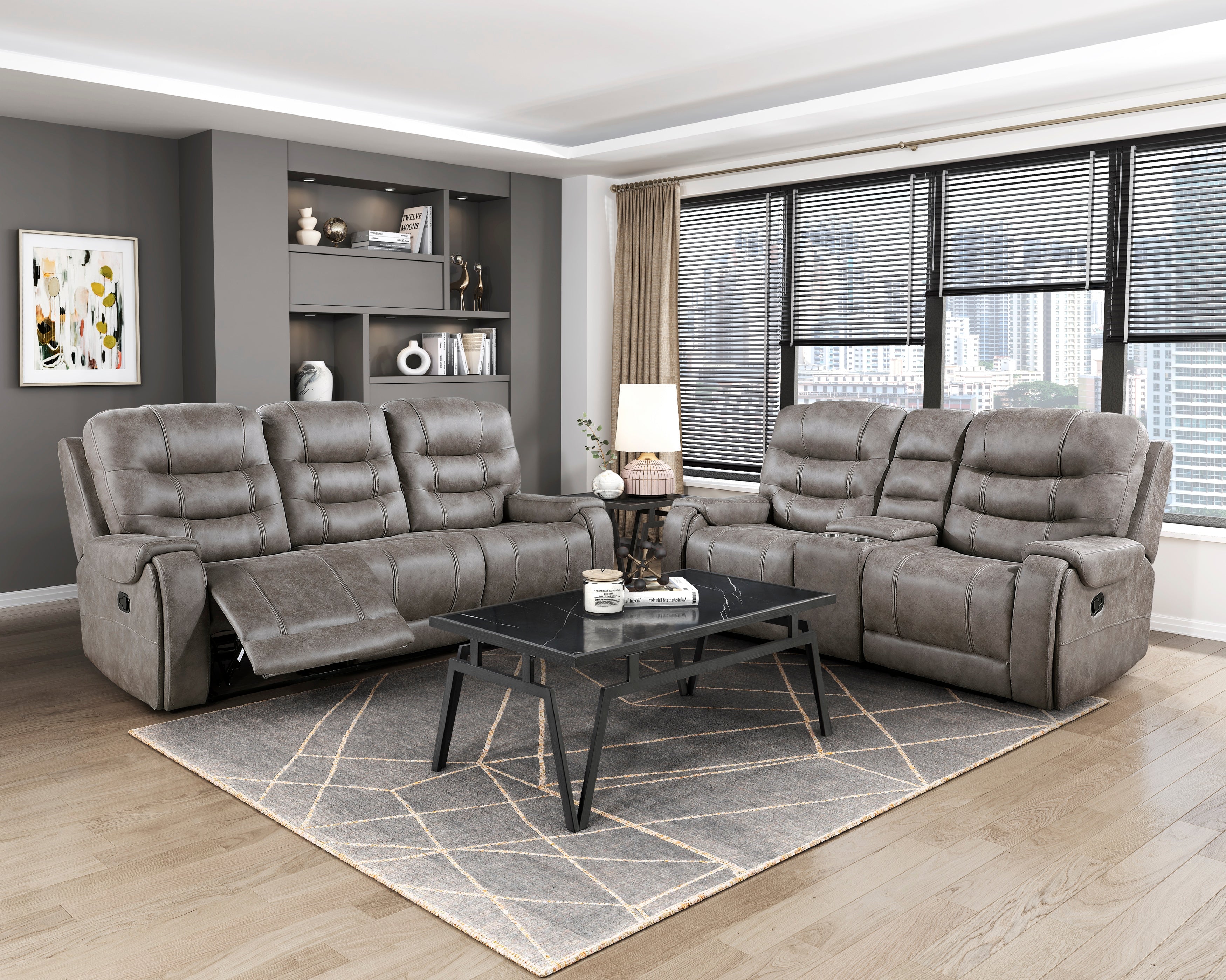 9634GBR-2 Double Reclining Love Seat with Center Console - 9634GBR-2