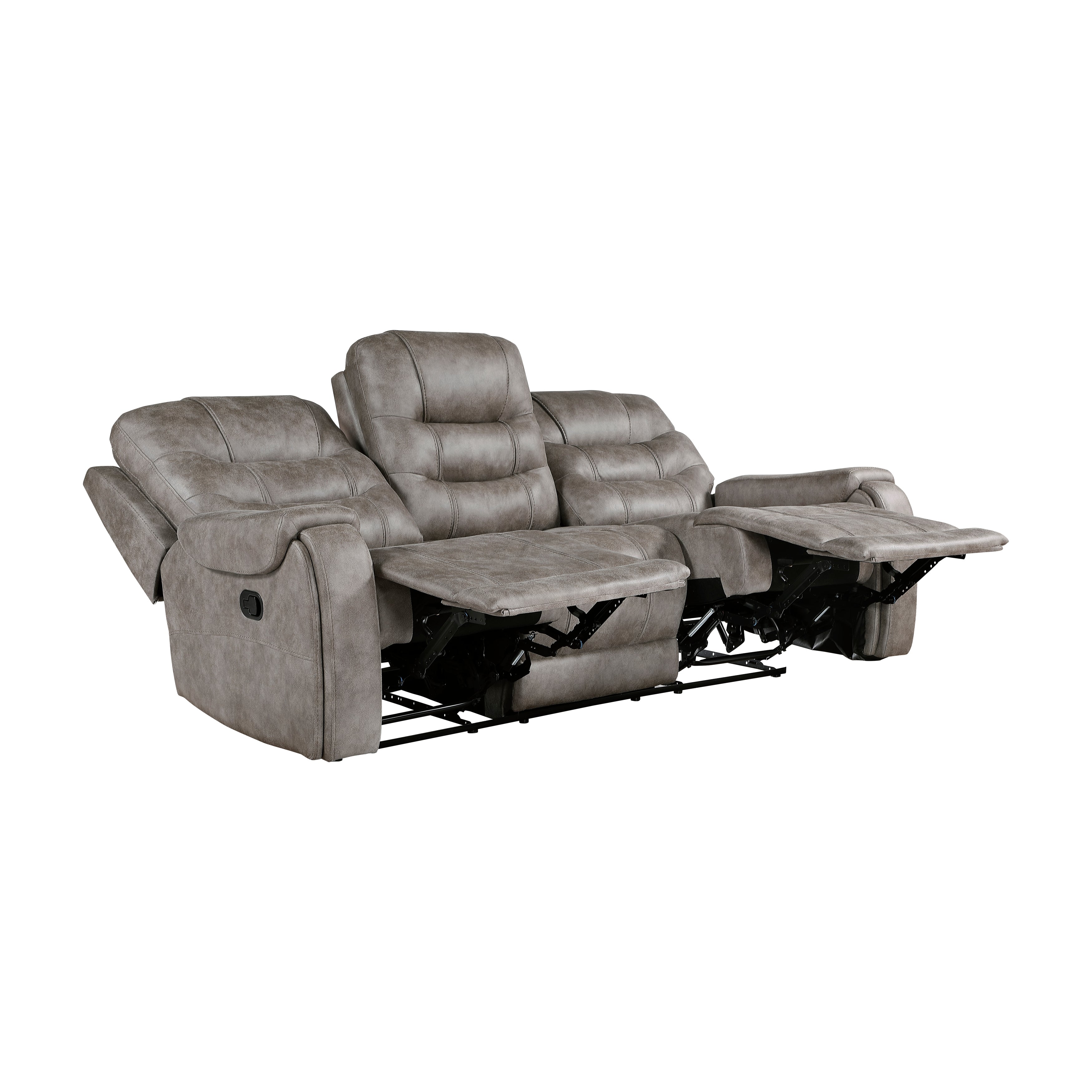Oberon Grayish Brown Double Reclining Living Room Set from Homelegance - Luna Furniture