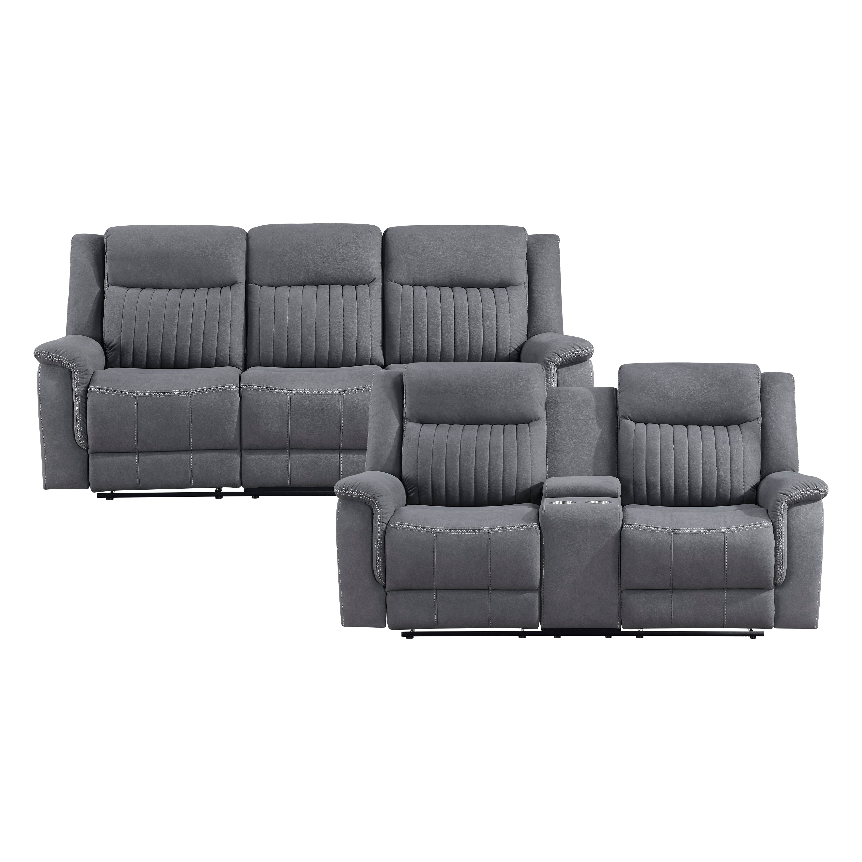 9646GY*2 2pc Set: Sofa, Love - 9646GY*2