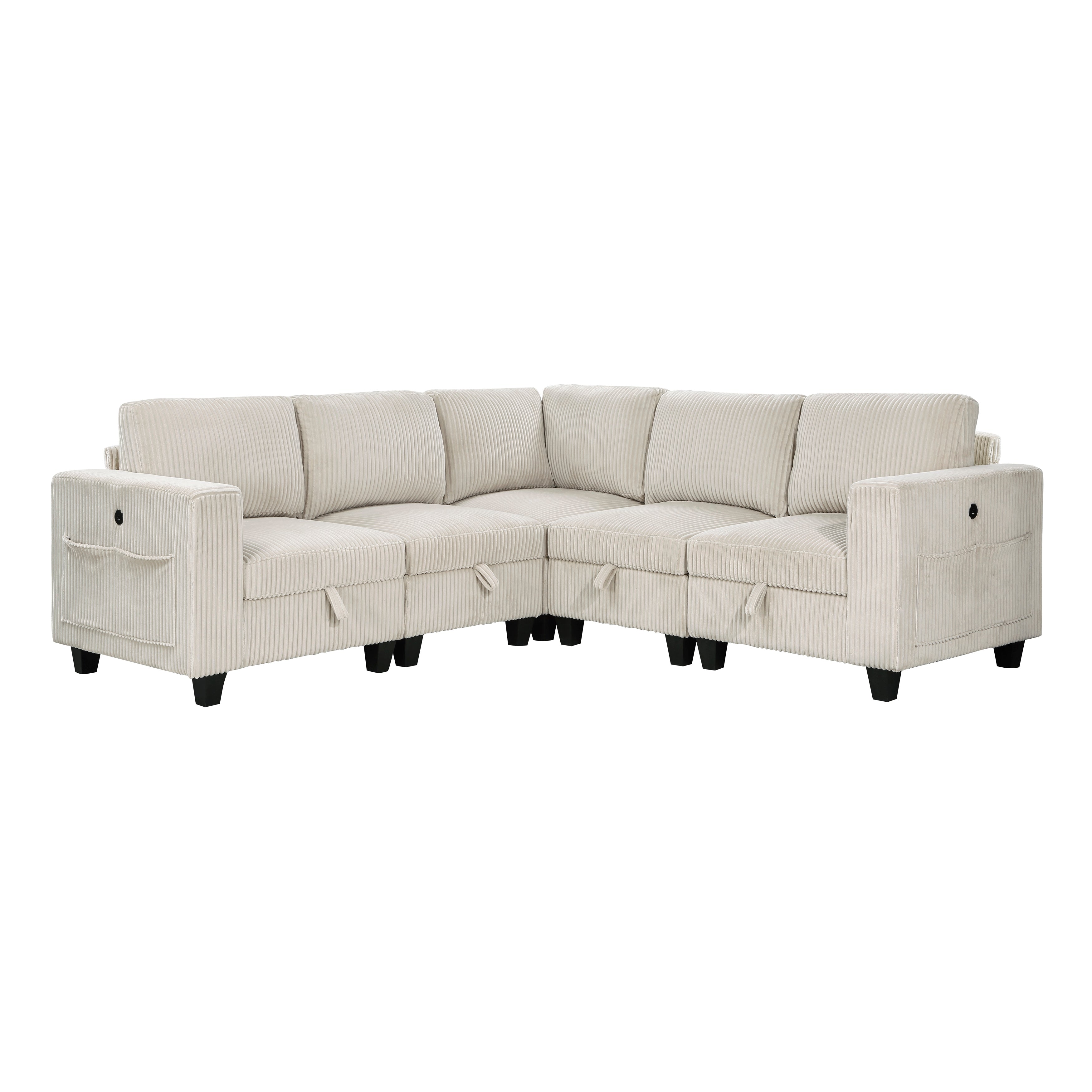 9650NBE*5SC (5)5-Piece Sectional with Storage, Storage Pouches and Charging Ports - 9650NBE*5SC