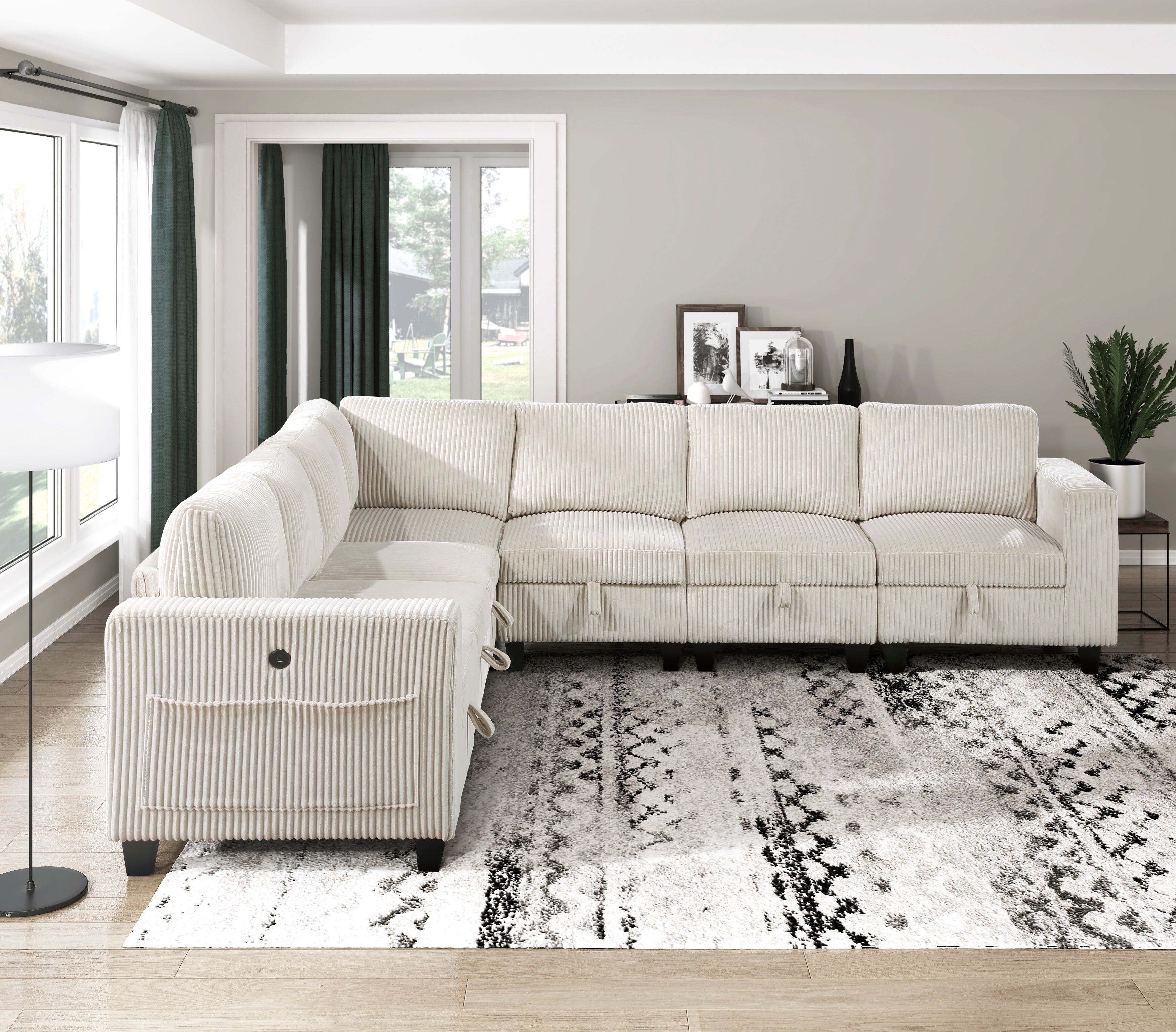 Walterboro Beige Corduroy 7-Piece Sectional with Storage from Homelegance - Luna Furniture