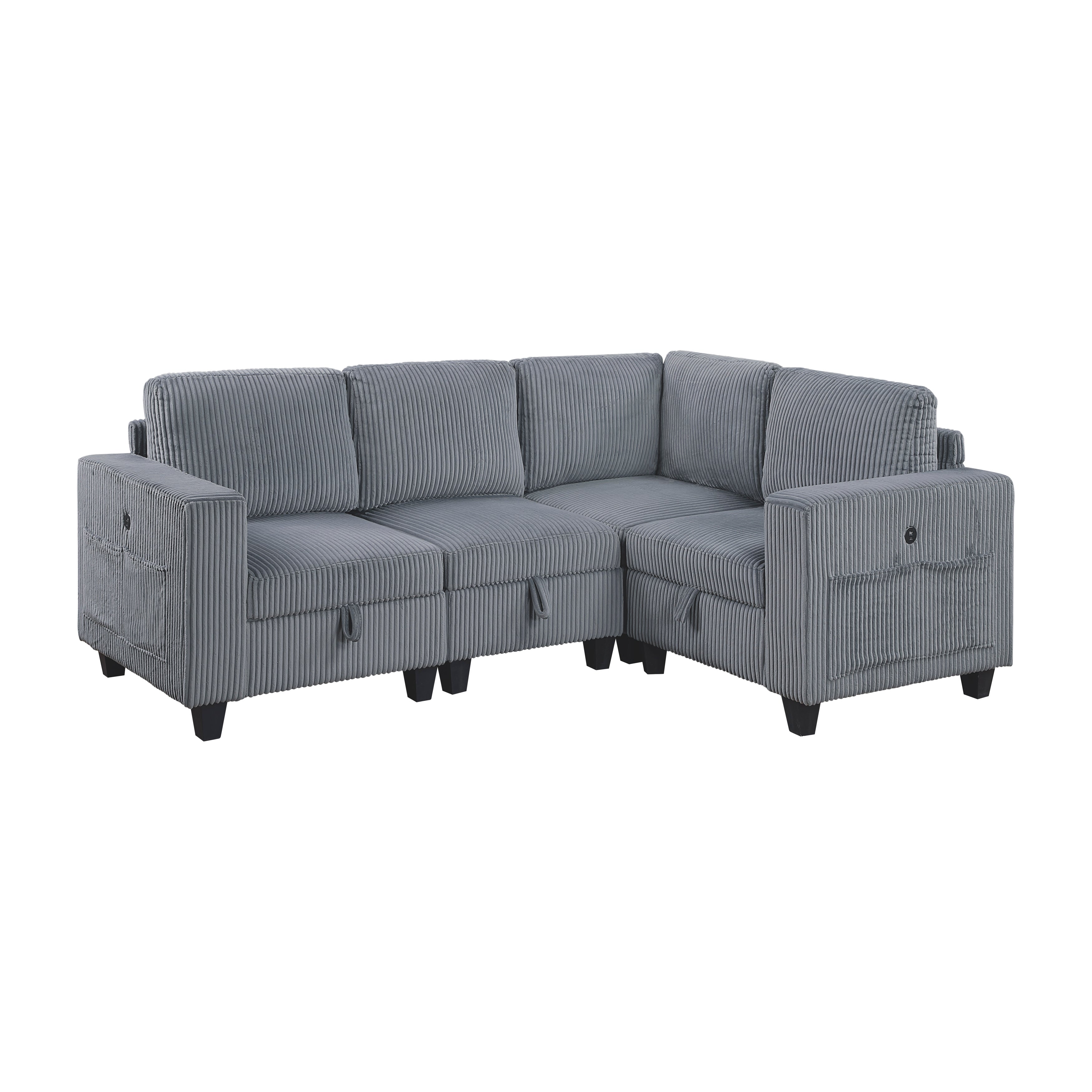9650NDG*4SC (4)4-Piece Sectional with Storage, Storage Pouches and Charging Ports - 9650NDG*4SC