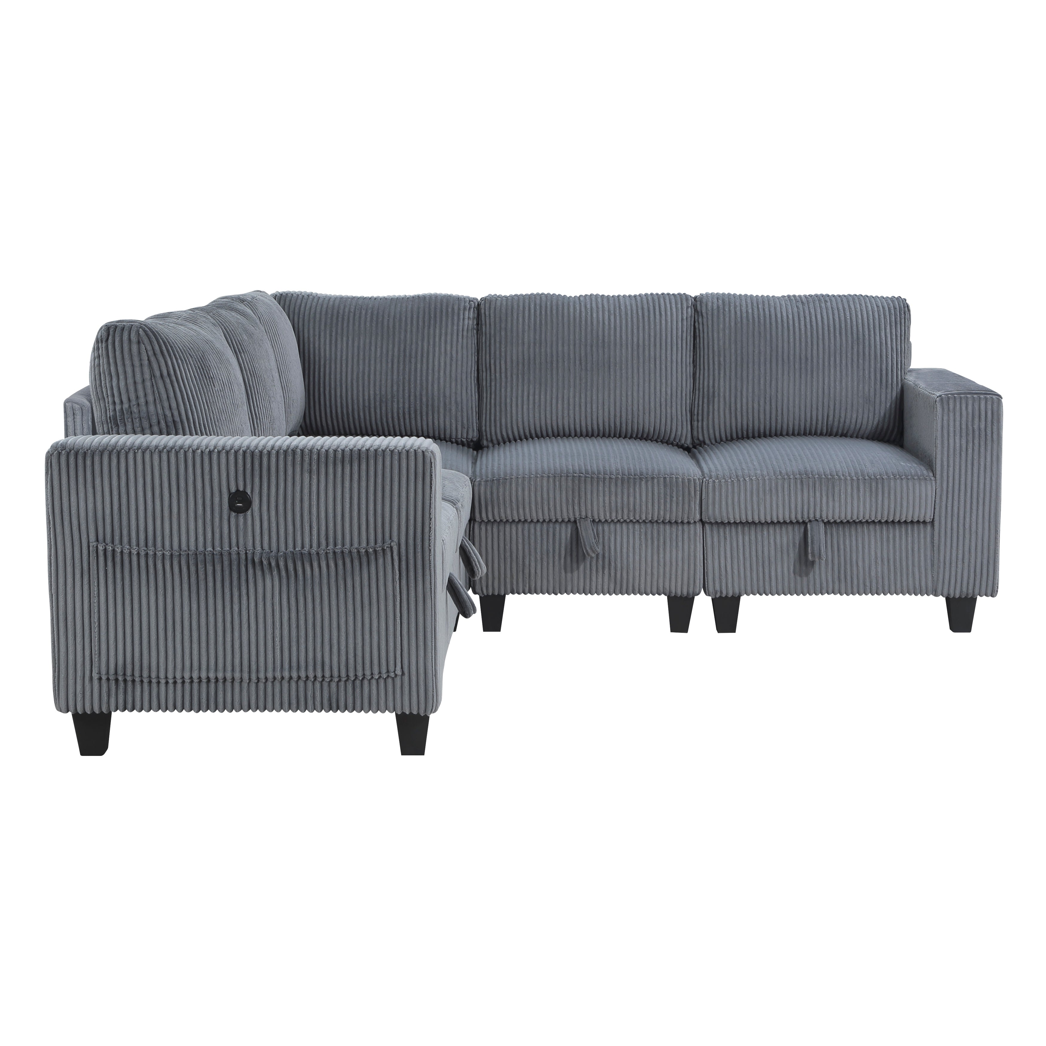 9650NDG*5SC (5)5-Piece Sectional with Storage, Storage Pouches and Charging Ports - 9650NDG*5SC