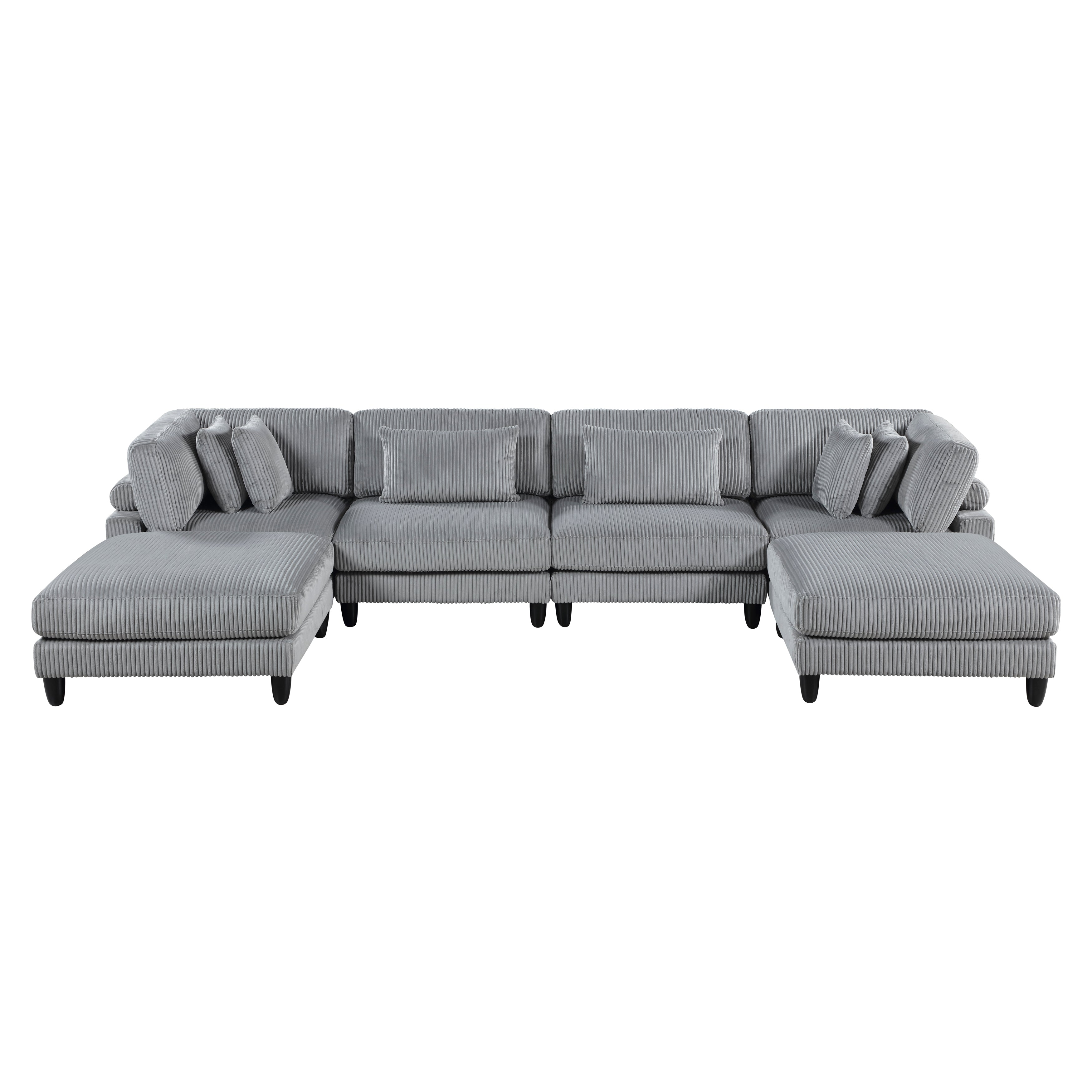 9688GY*62CR2AC2OT (6)6-Piece Modular Sectional with Ottomans - 9688GY*62CR2AC2OT