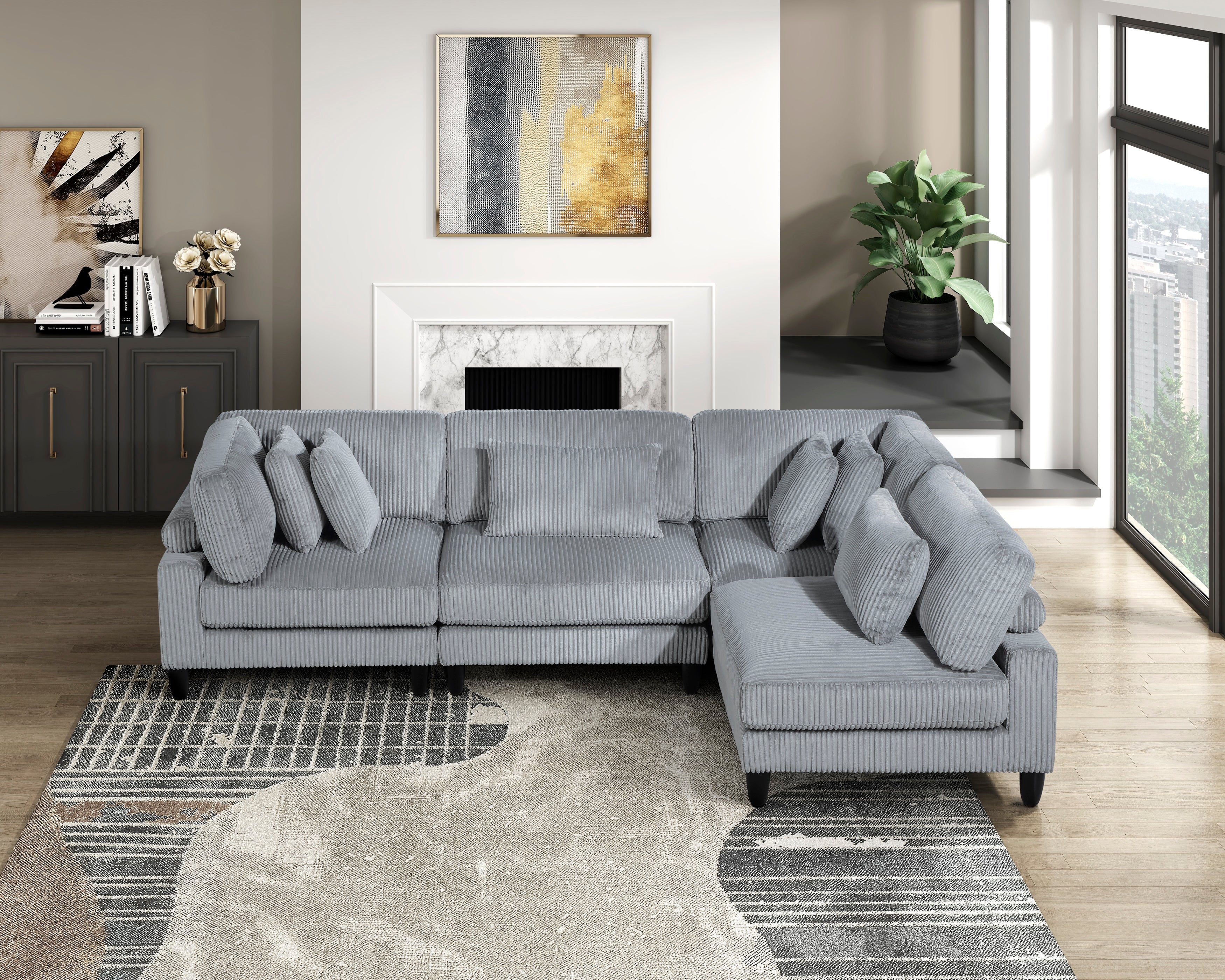 9688GY-AC Armless Chair - 9688GY-AC