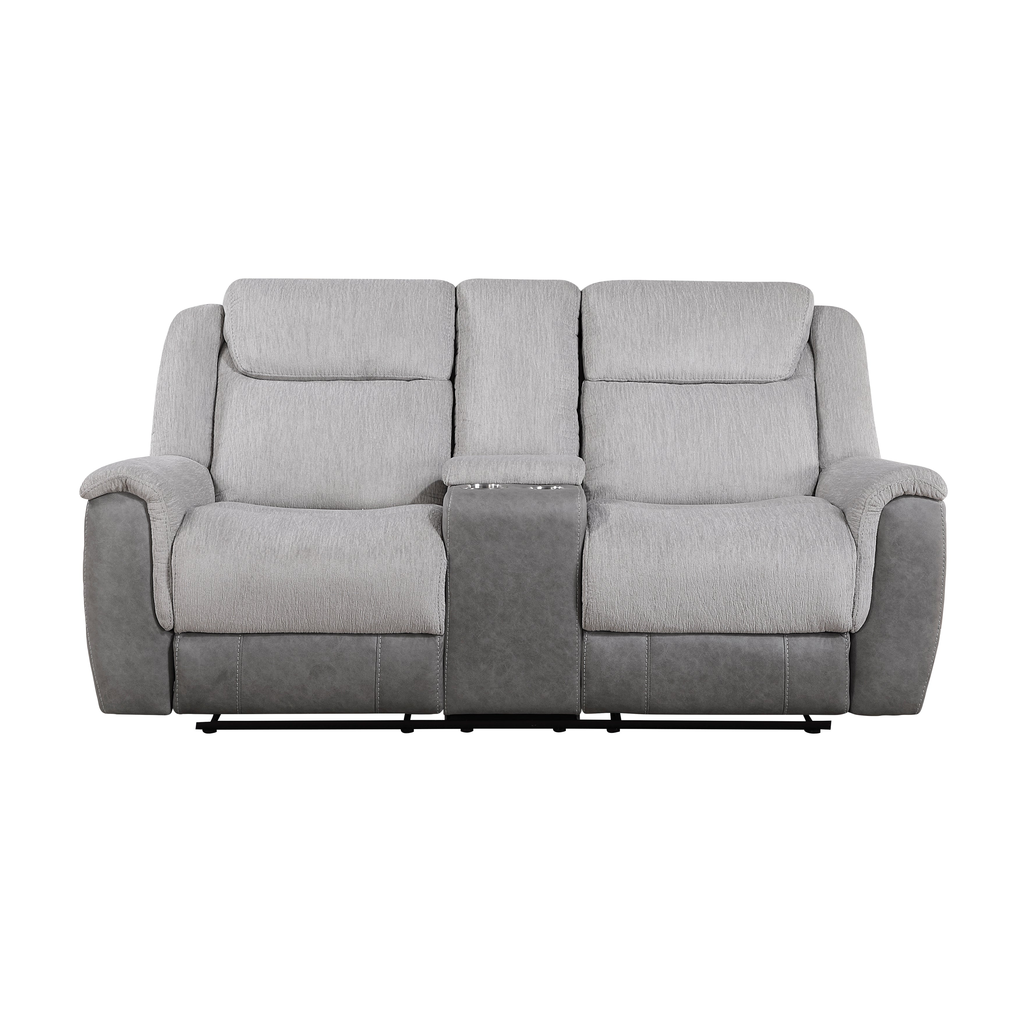 9703GY-2 Double Reclining Love Seat with Center Console - 9703GY-2