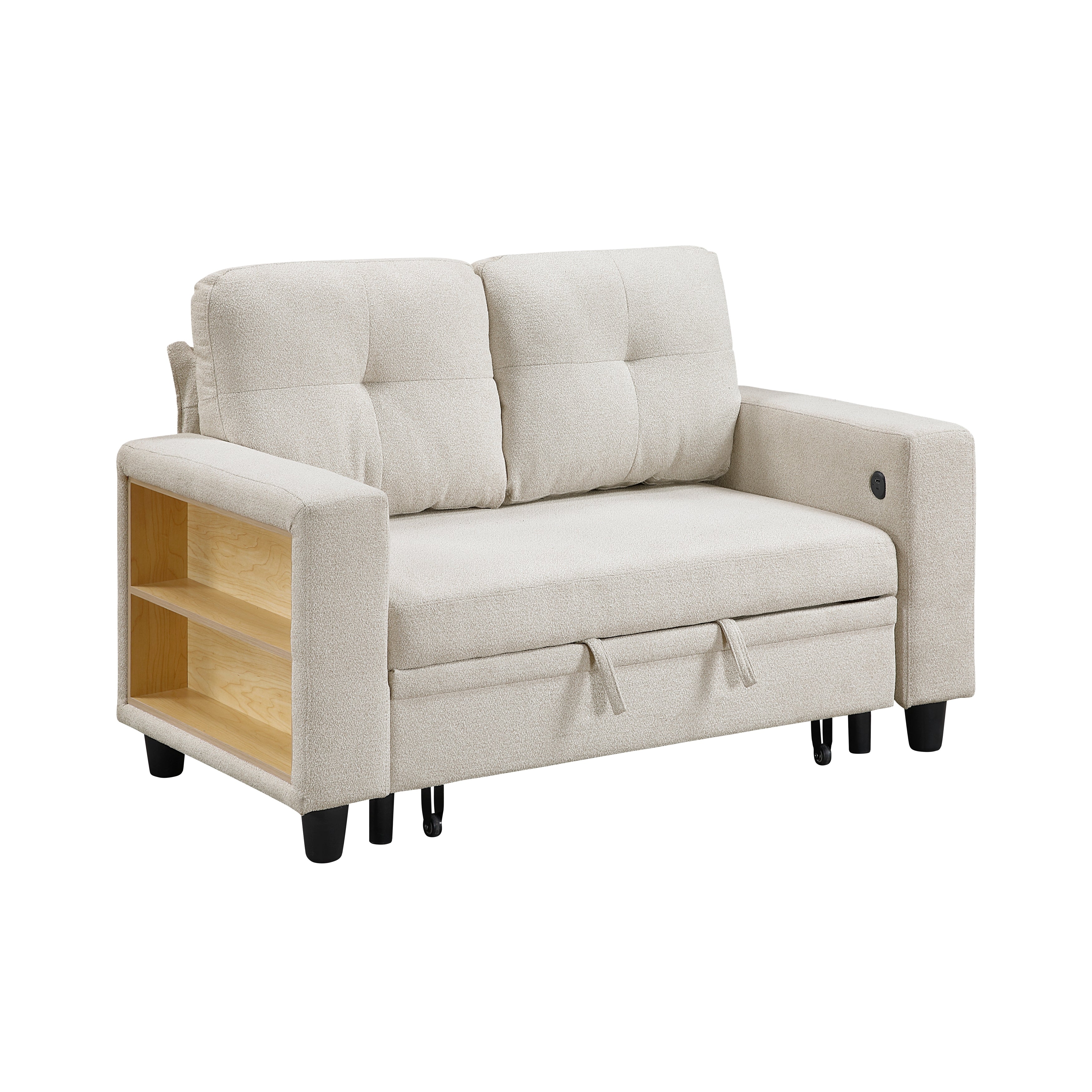 9705BE-2* (2)Love Seat with Pull-out Bed, Shelves and Charging Ports - 9705BE-2*