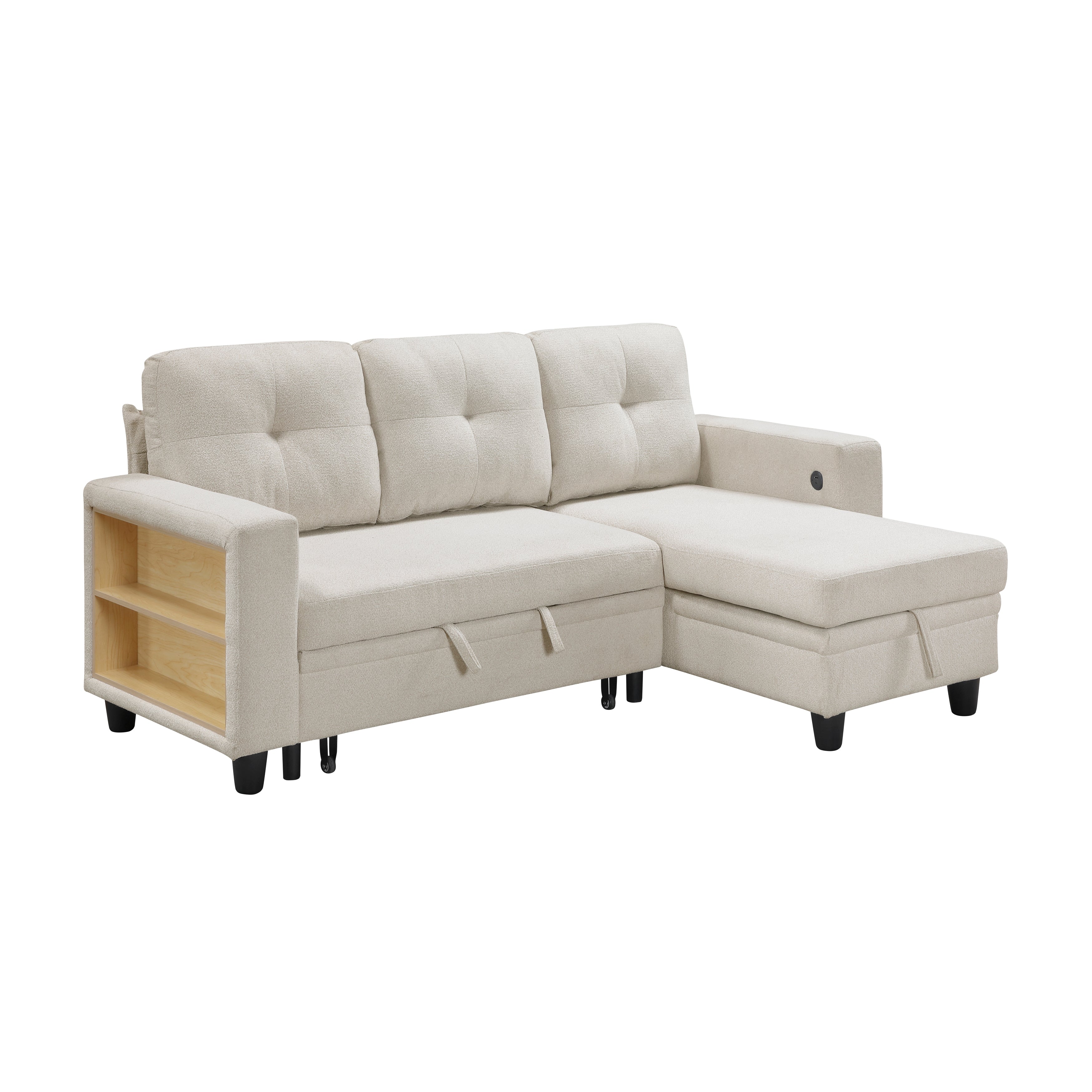 9705BE*32AVC (3)Sectional with Reversible Chaise, Pull-out Bed, Shelves and Charging Ports - 9705BE*32AVC