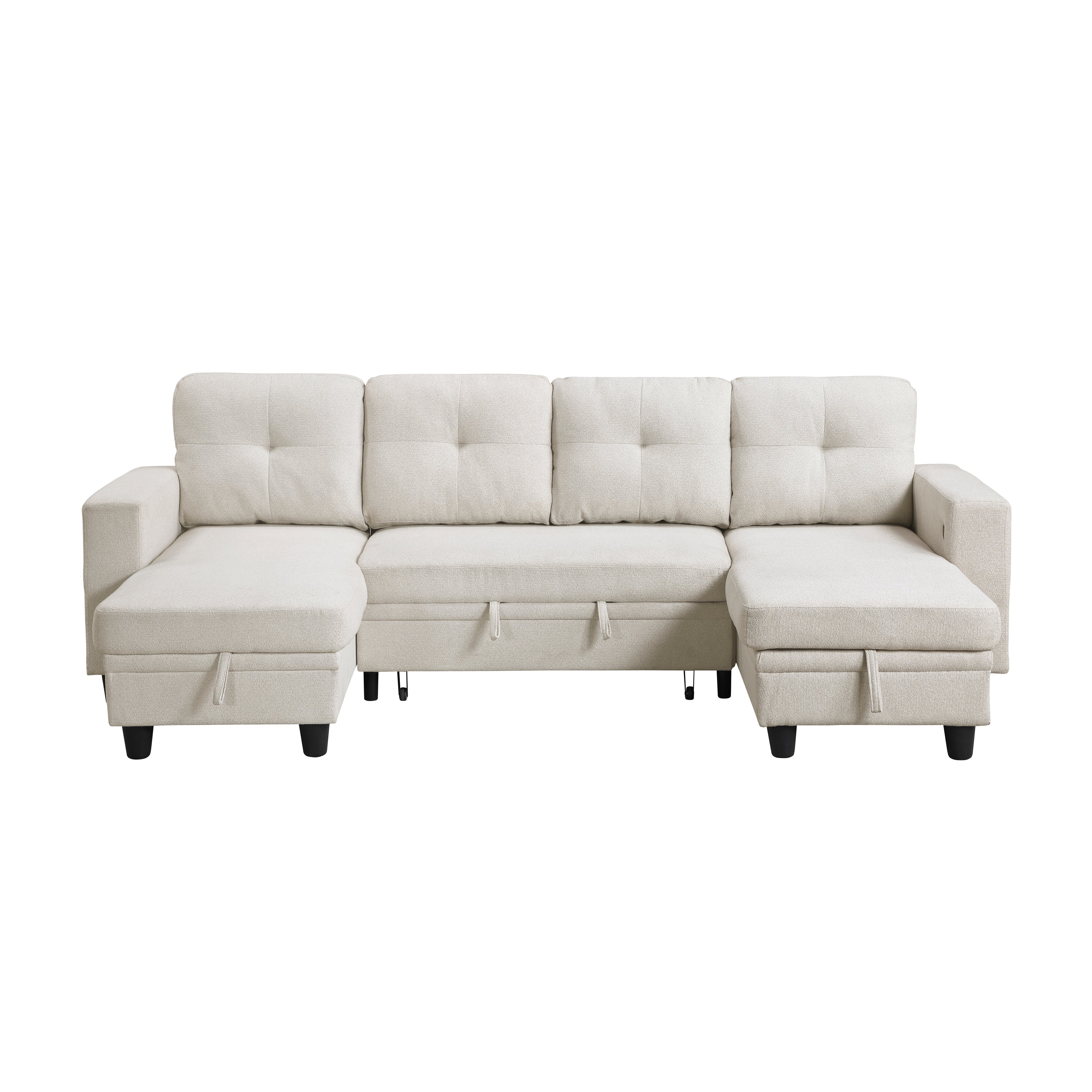 9705BE*42AVC (4)Sectional with Two Chaises, Pull-out Bed, Shelves and Charging Ports - 9705BE*42AVC