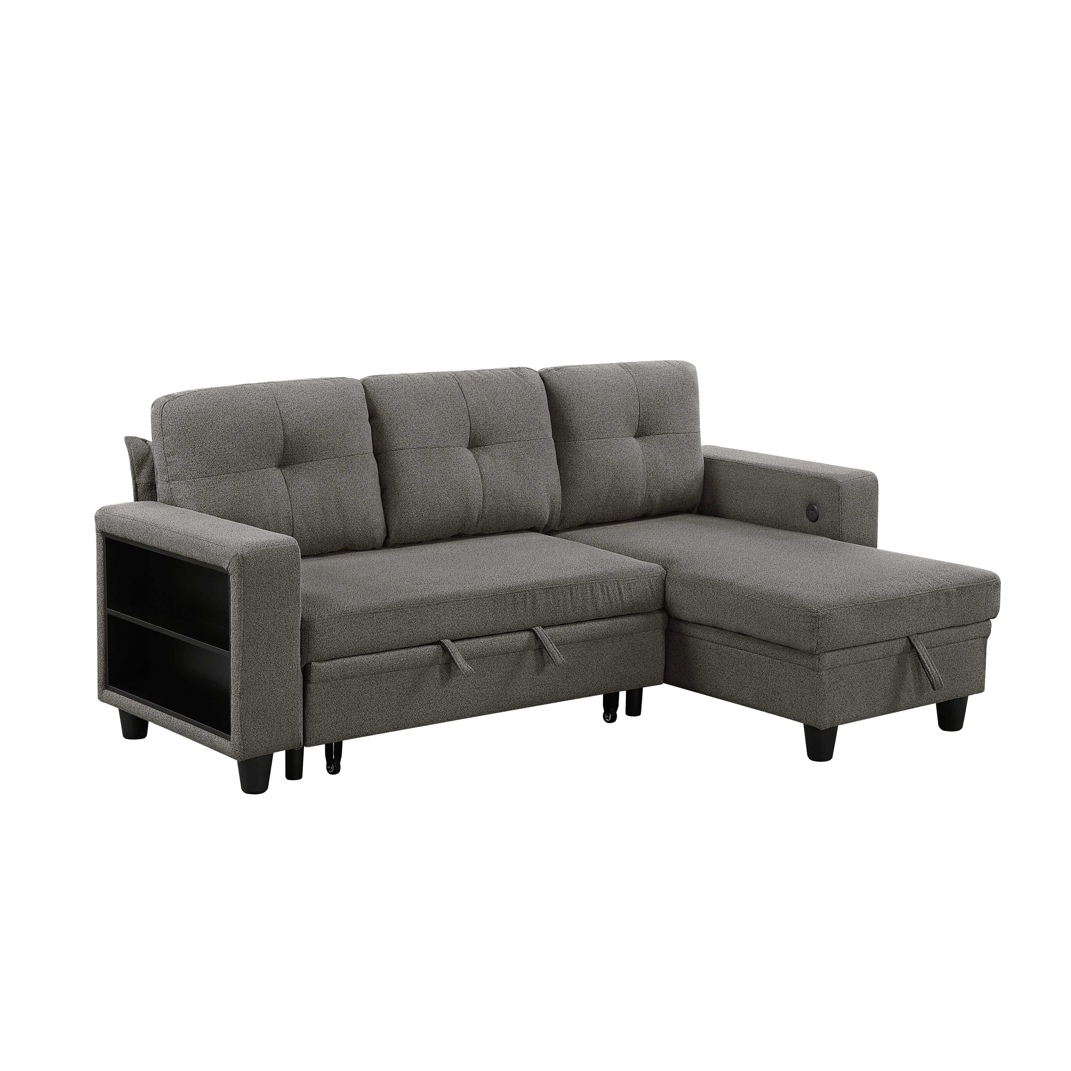9705DB*32AVC (3)Sectional with Reversible Chaise, Pull-out Bed, Shelves and Charging Ports - 9705DB*32AVC