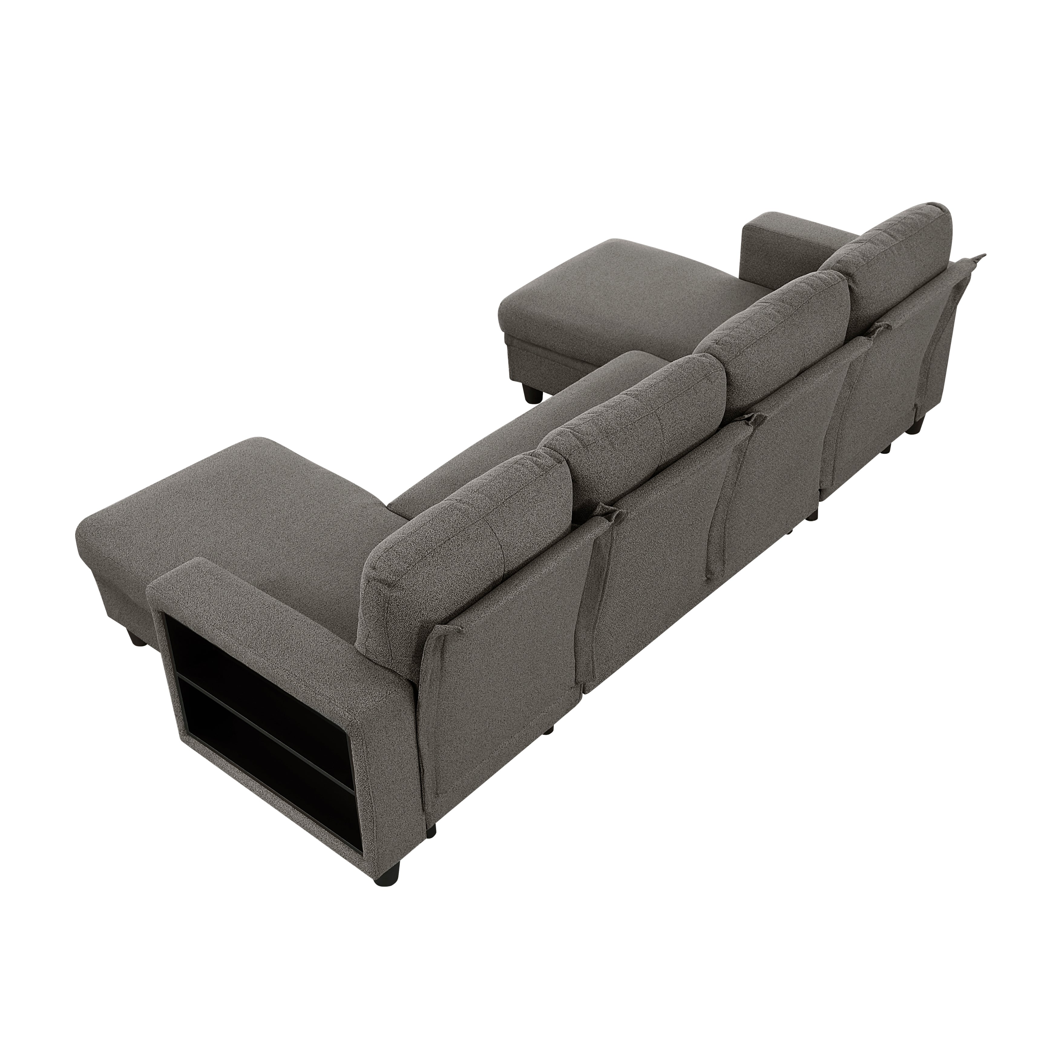 9705DB*42AVC (4)Sectional with Two Chaises, Pull-out Bed, Shelves and Charging Ports - 9705DB*42AVC