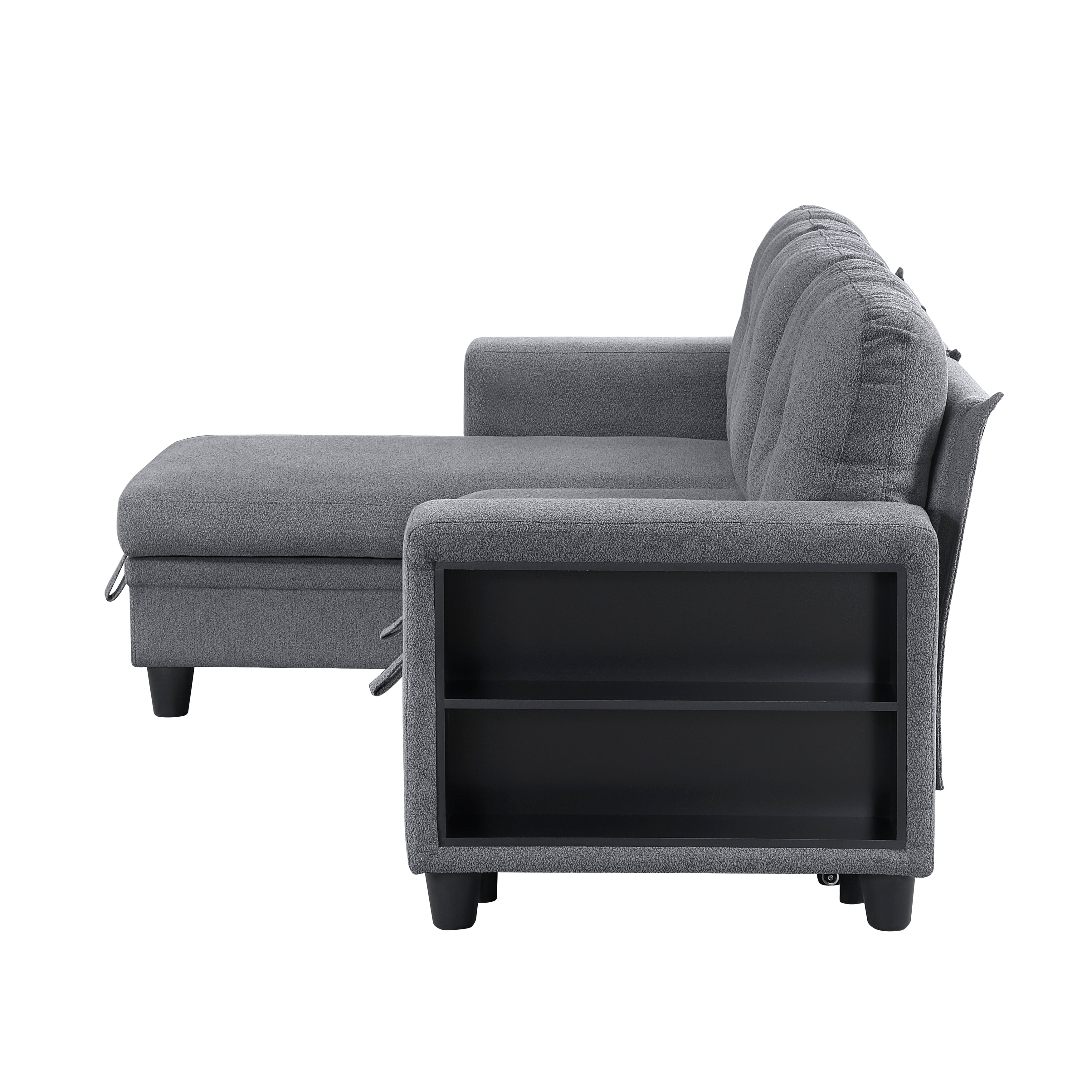 9705GY*32AVC (3)Sectional with Reversible Chaise, Pull-out Bed, Shelves and Charging Ports - 9705GY*32AVC