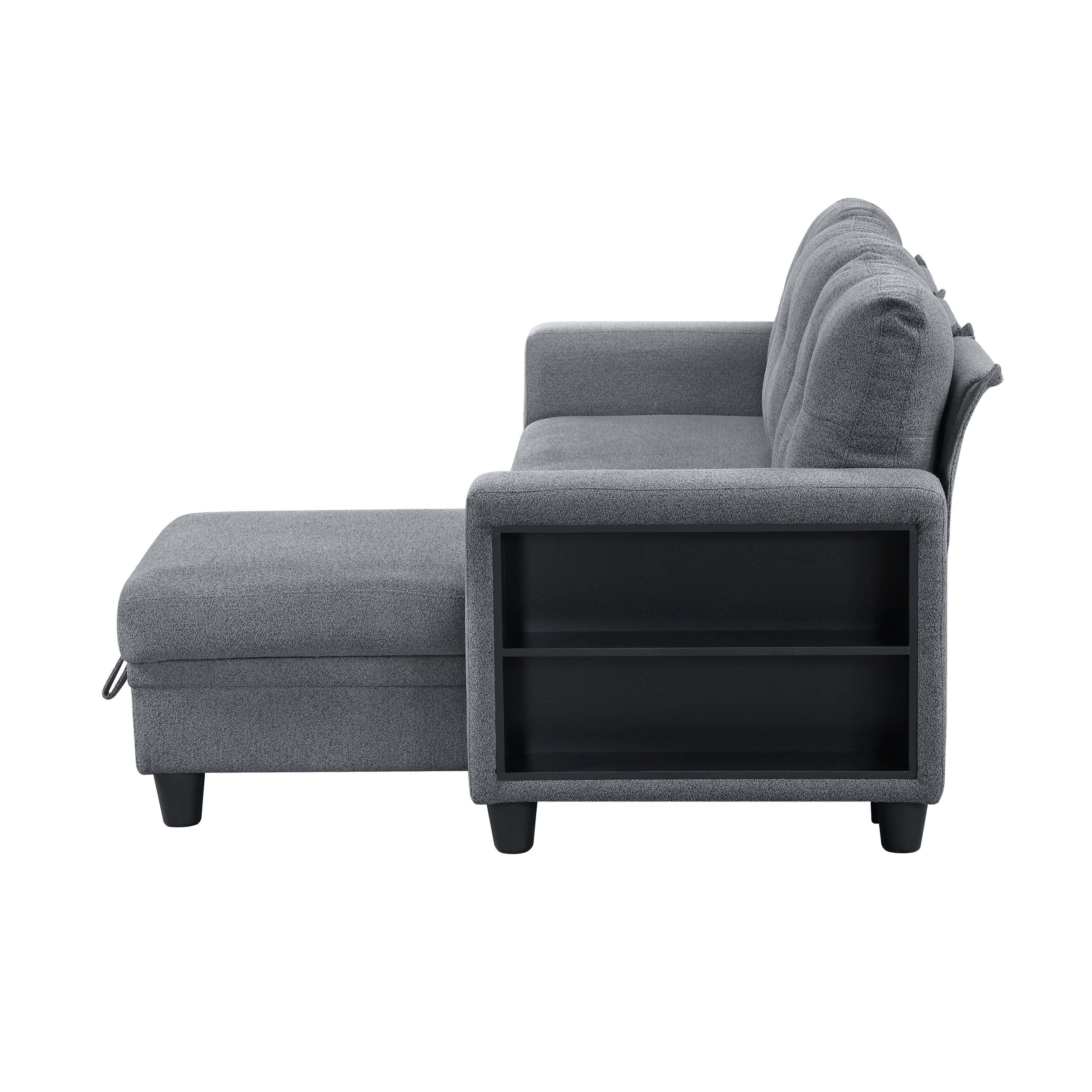 9705GY*32AVC (3)Sectional with Reversible Chaise, Pull-out Bed, Shelves and Charging Ports - 9705GY*32AVC