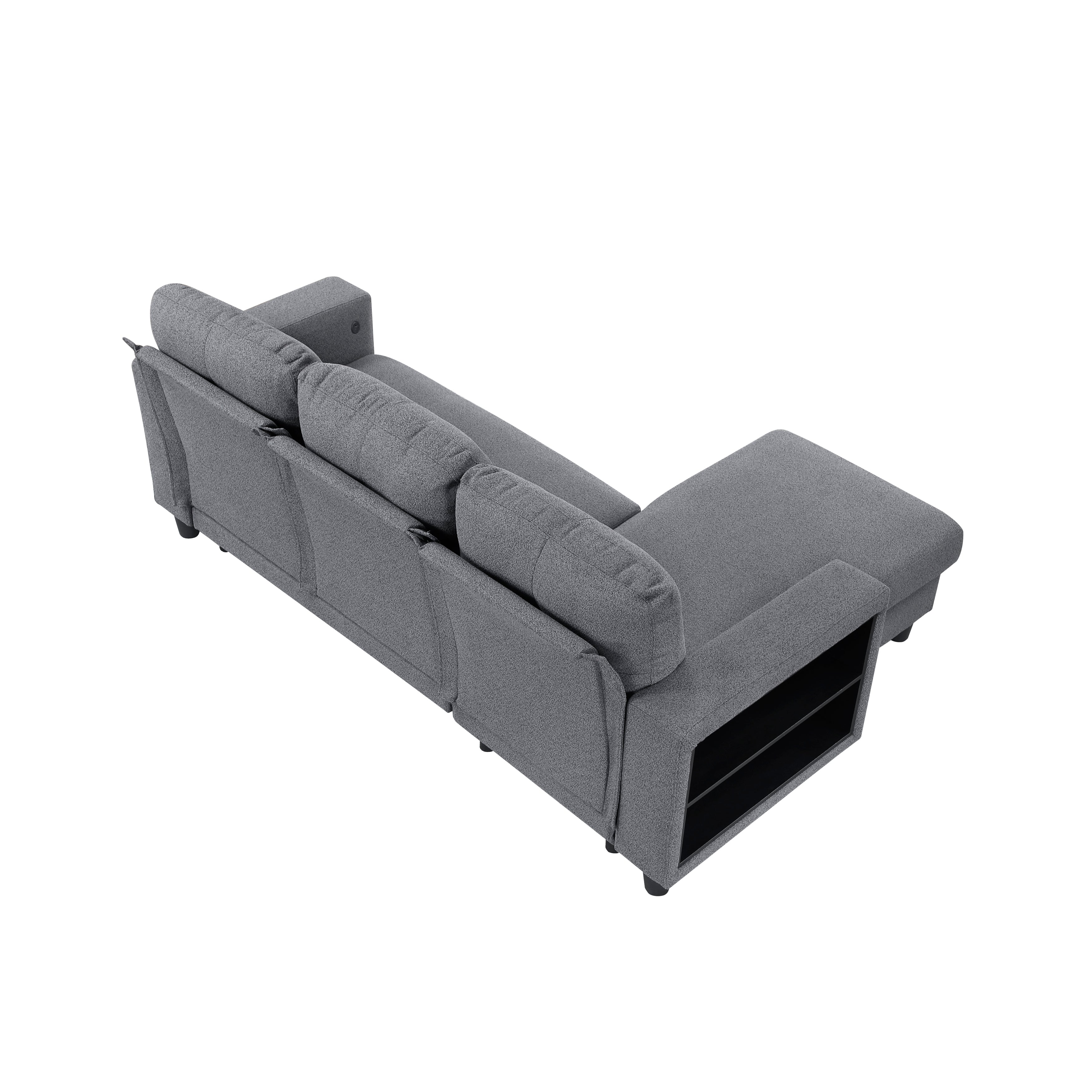 9705GY*32AVC (3)Sectional with Reversible Chaise, Pull-out Bed, Shelves and Charging Ports - 9705GY*32AVC