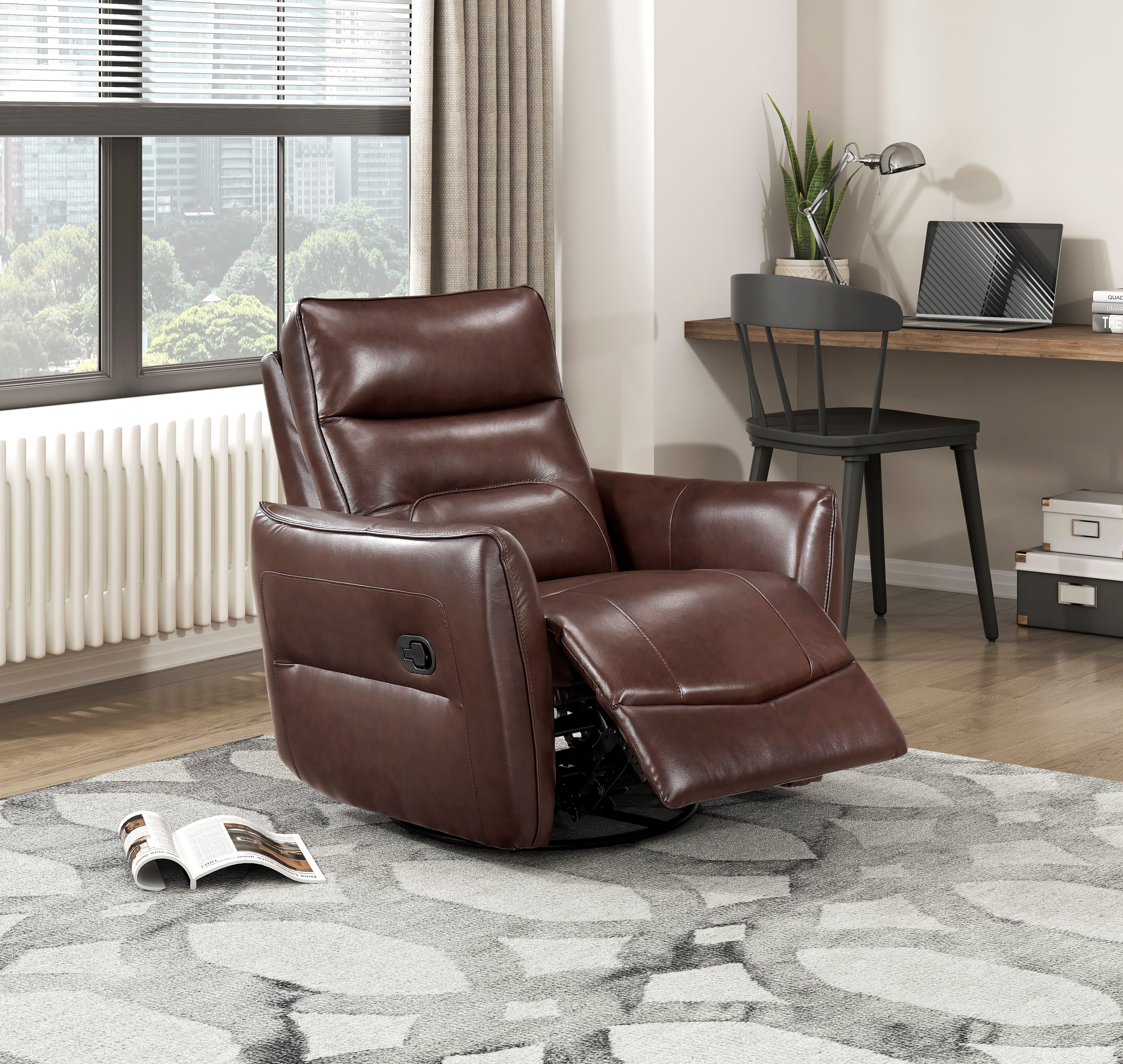 9713BRW-1SW Swivel Glider Reclining Chair - 9713BRW-1SW
