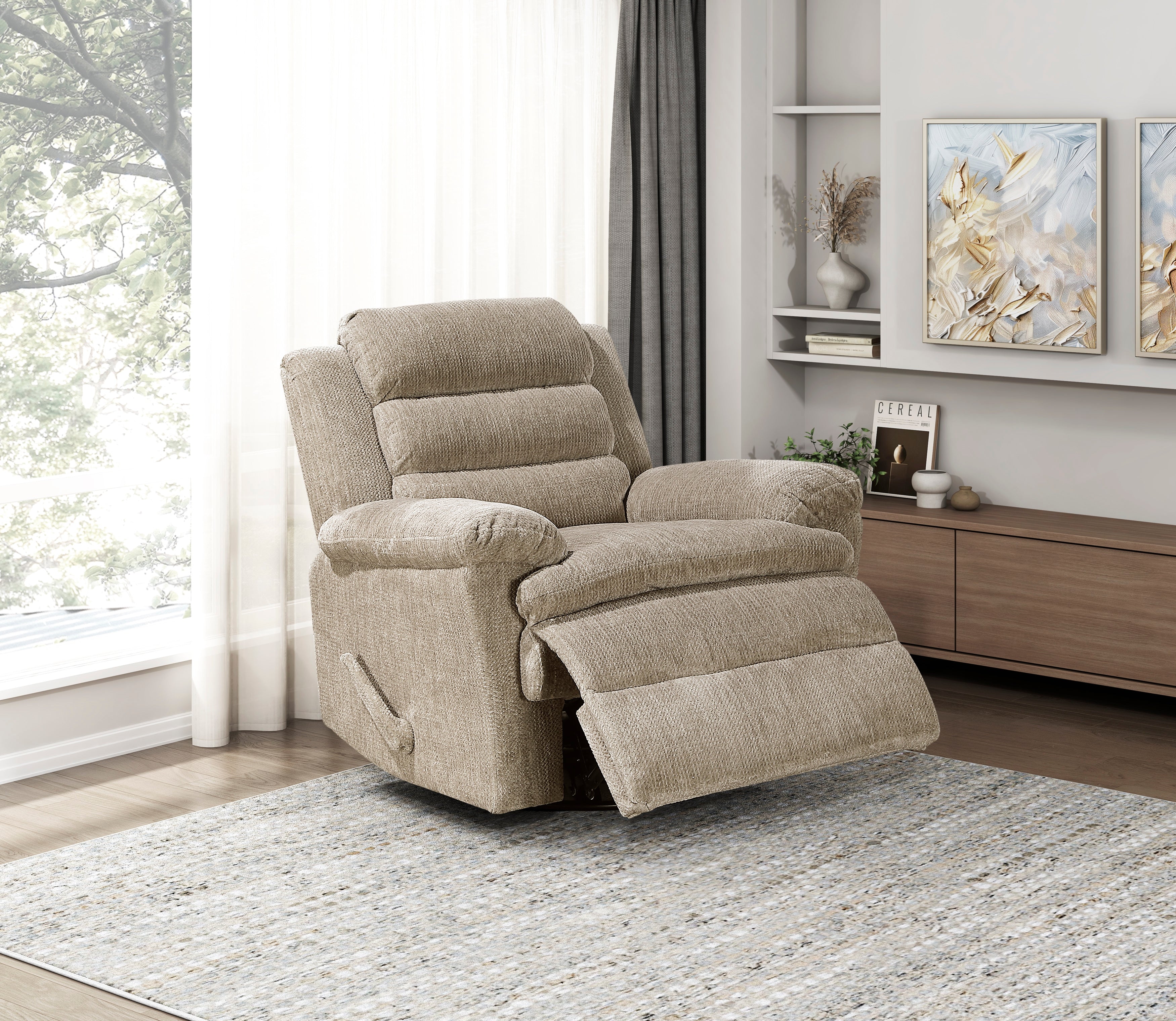9725BRW-1SW Swivel Glider Reclining Chair - 9725BRW-1SW