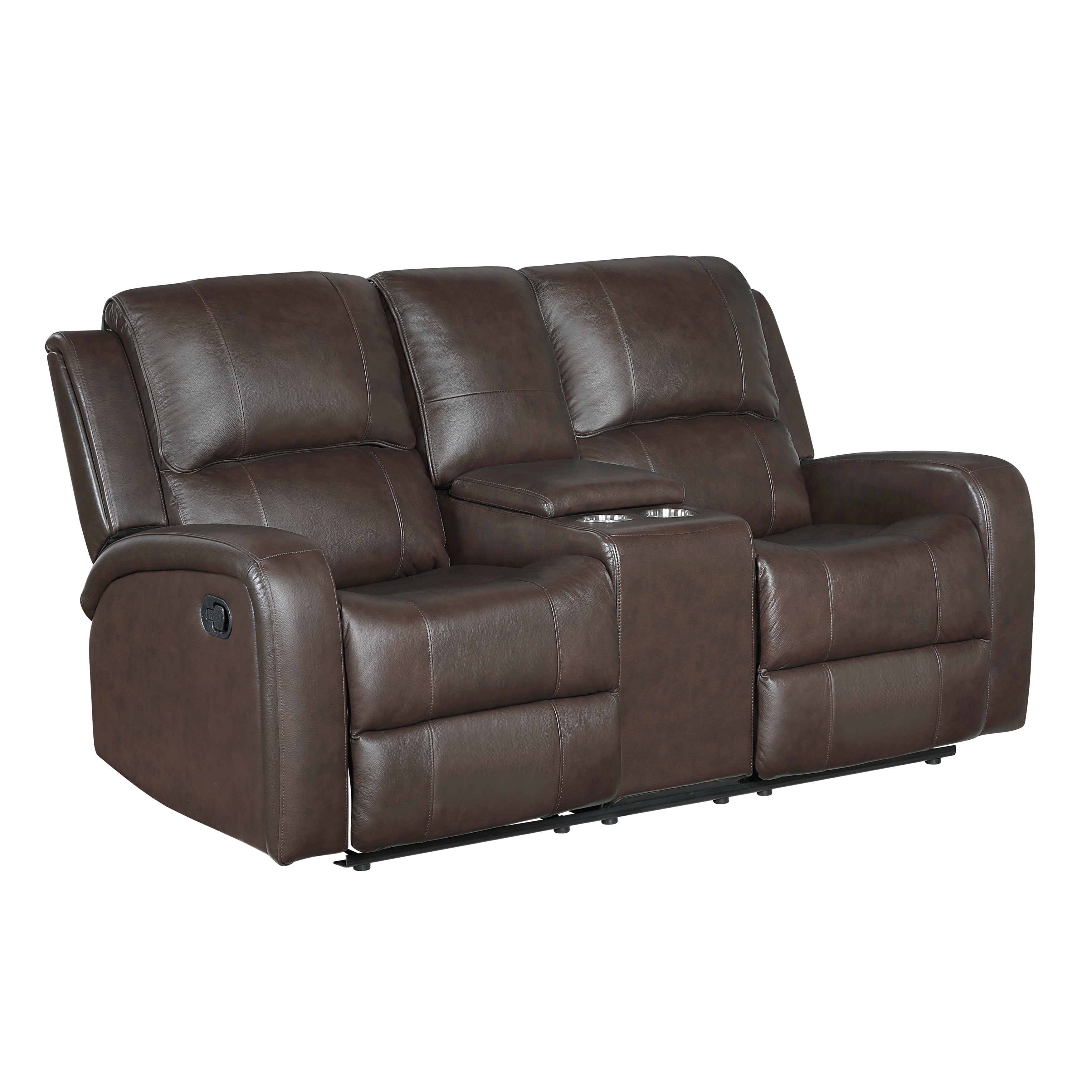 9735BRW-2 Double Reclining Love Seat with Center Console - 9735BRW-2