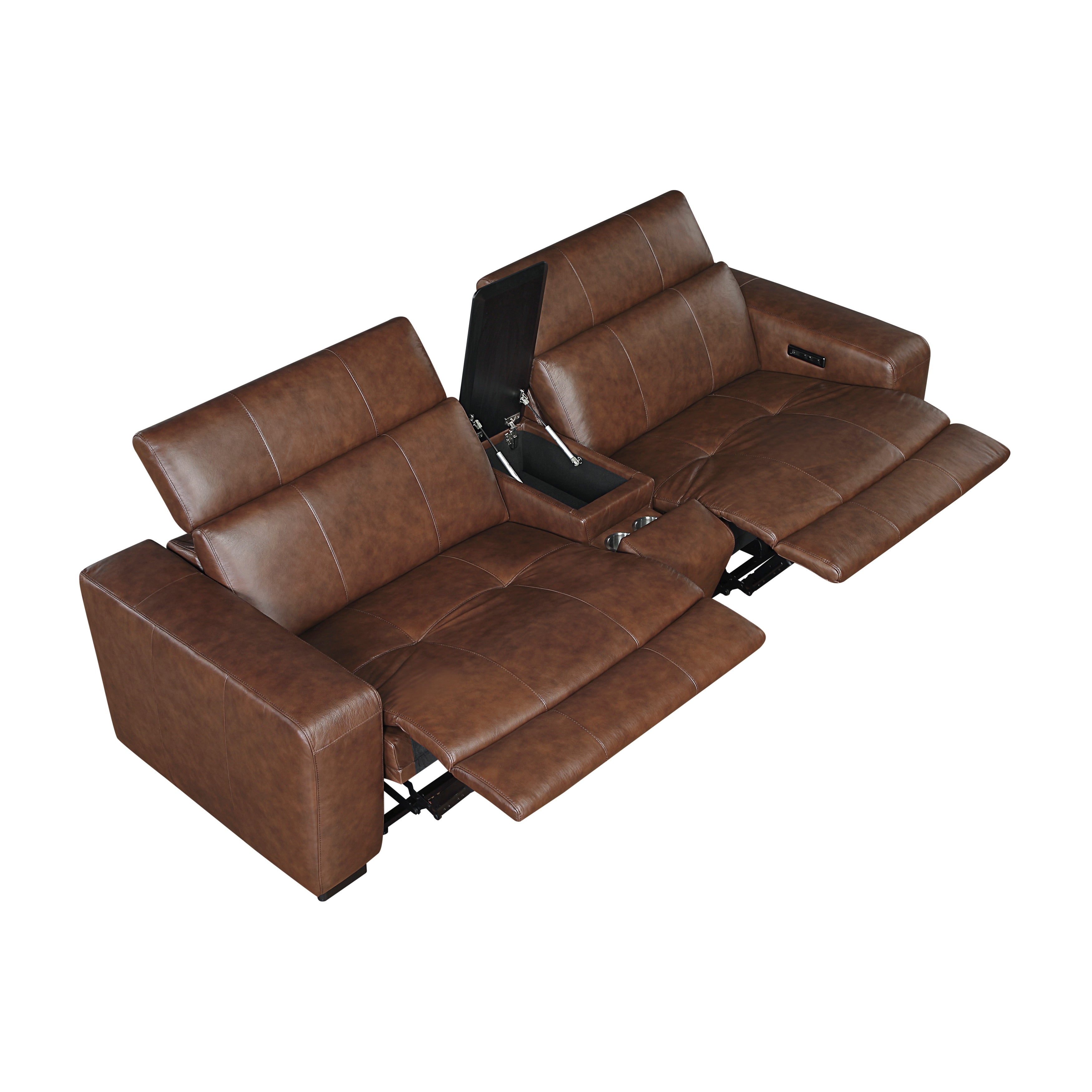 9790BRW-2CNPWH* (3)Power Double Reclining Love Seat with Center Console, Power Headrest and Charging Ports - 9790BRW-2CNPWH*