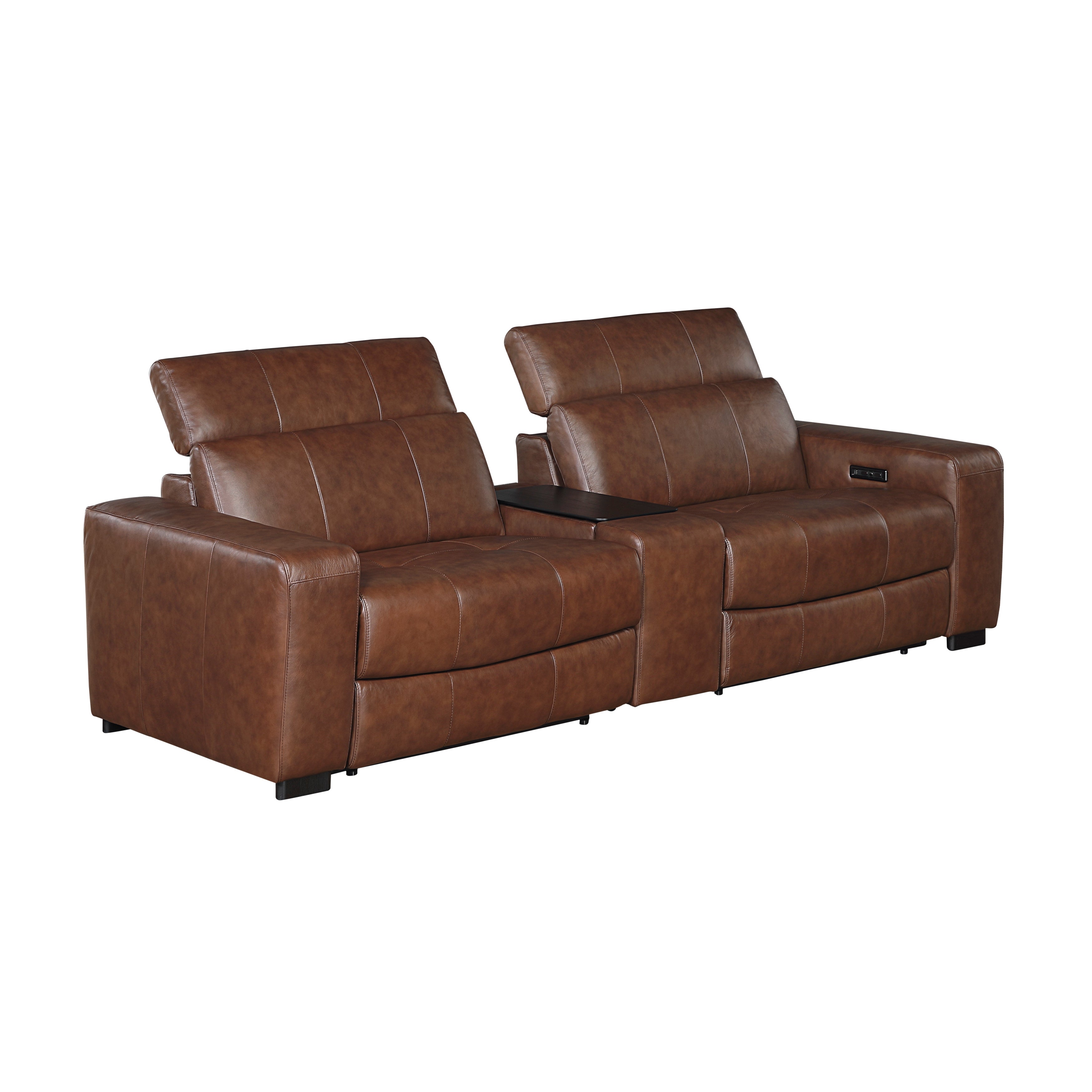 9790BRW-2CNPWH* (3)Power Double Reclining Love Seat with Center Console, Power Headrest and Charging Ports - 9790BRW-2CNPWH*